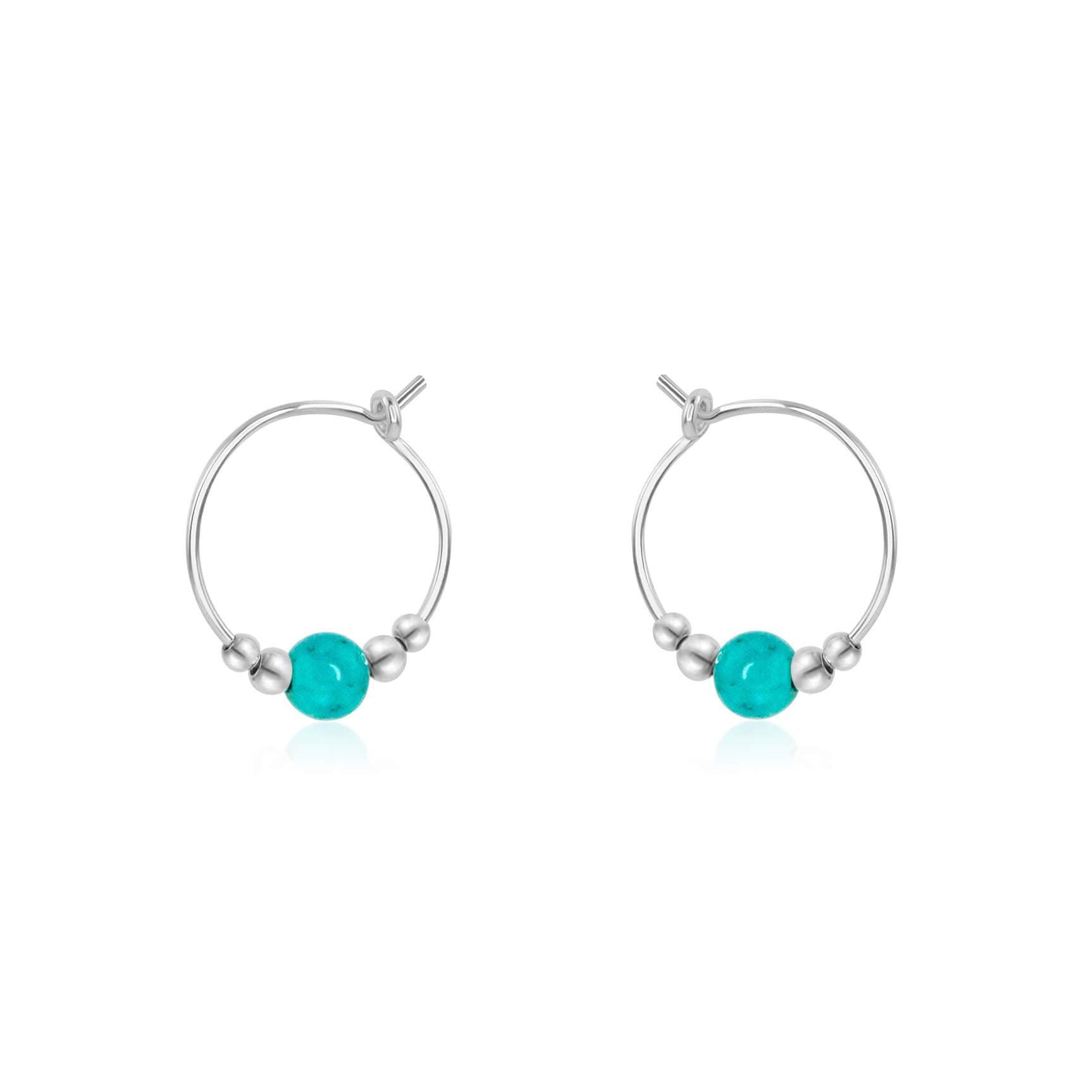 Tiny Turquoise Bead Hoop Earrings - Dainty Bohemian Jewelry for Women | Perfect for Everyday Wear, Parties & Gifts