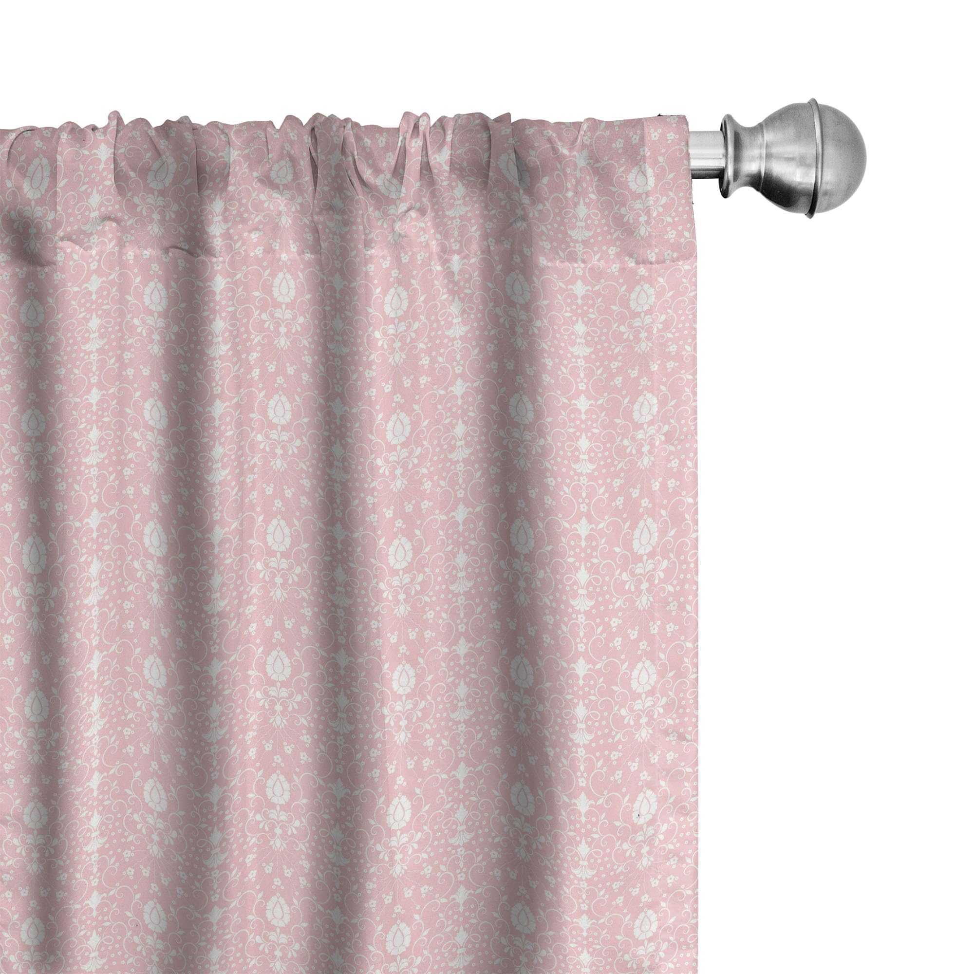 Ambesonne Floral Curtains - Vintage Damask Pattern with Botanical Illustration, 2 Panel Set (28
