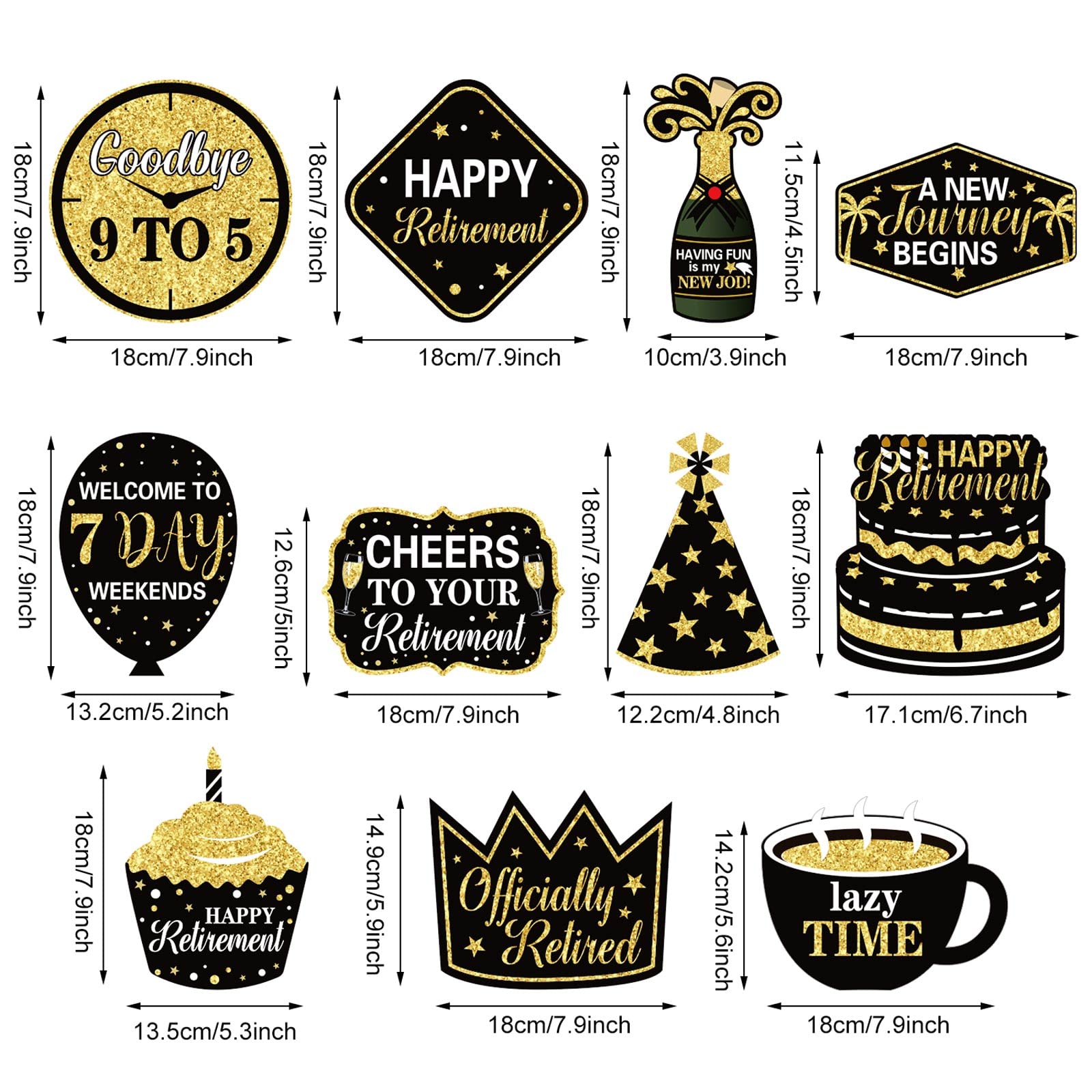 Blulu 30-Piece Black & Gold Retirement Party Decorations Set - Hanging Swirls for Retirement Celebrations (Men & Women) - Perfect for Office Farewell Parties, Retirement Home Decor & 2025 Milestone Events
