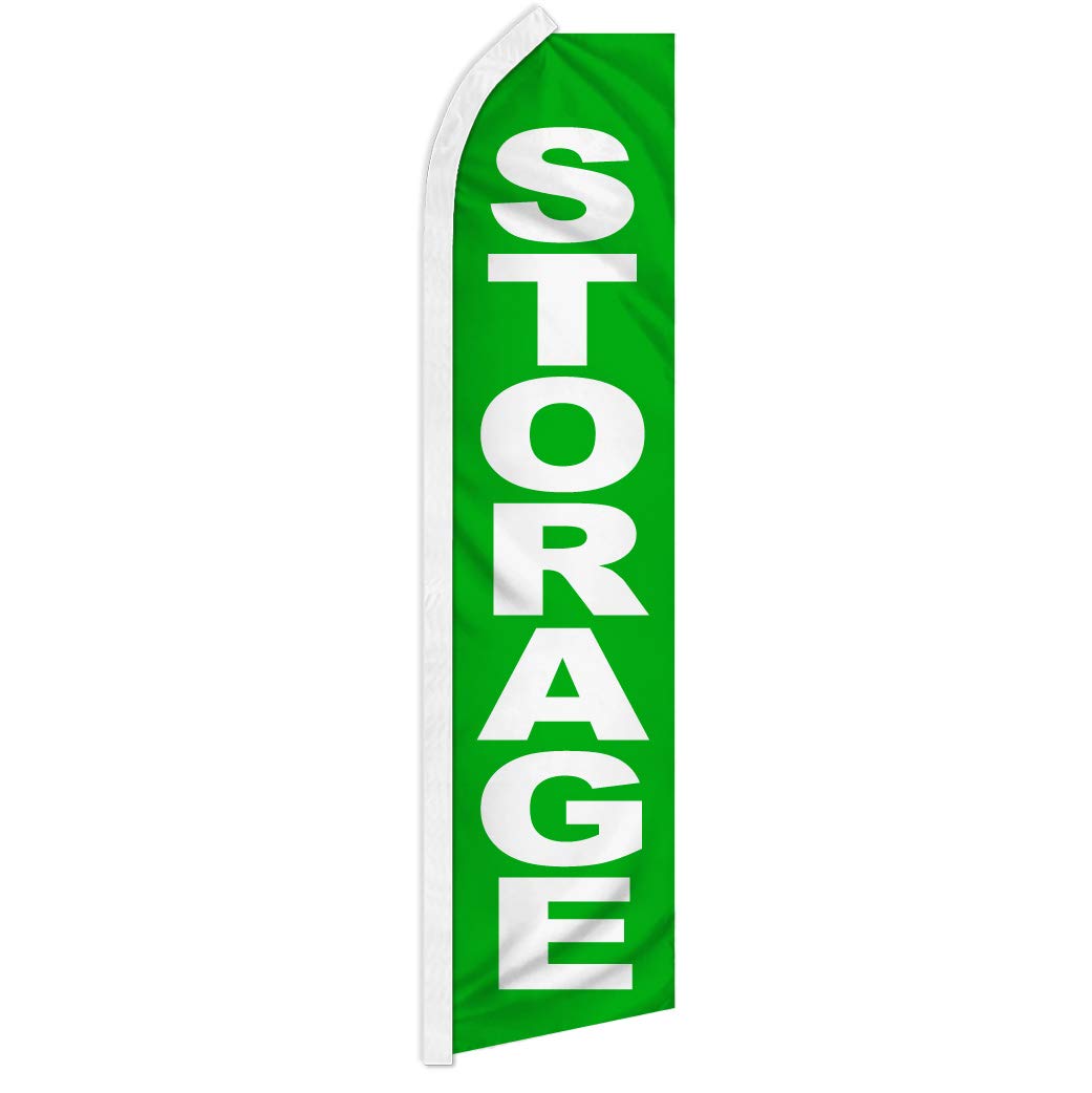 Green Swooper Advertising Flag for Storage Units - Durable Outdoor Banner for Self-Storage, RV & Hauler Storage | Perfect for Business Promotion & Property Marking