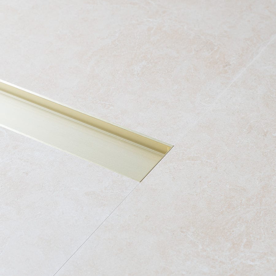 1M Brushed Brass Aluminum Floor Drain - Durable & Stylish Bathroom & Shower Drain for Modern Homes