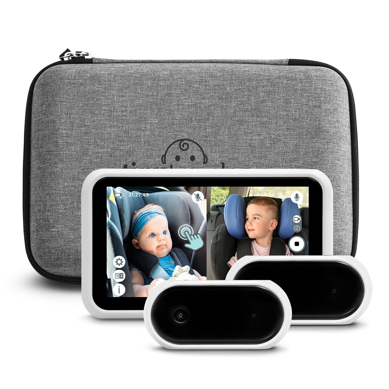 5” Touch Screen Baby Car Monitor for 2 Kids - Rear-Facing Car Seat Camera with Night Vision & Alert System - No WiFi Baby Camera for Travel, Road Trips & Home Use - Black