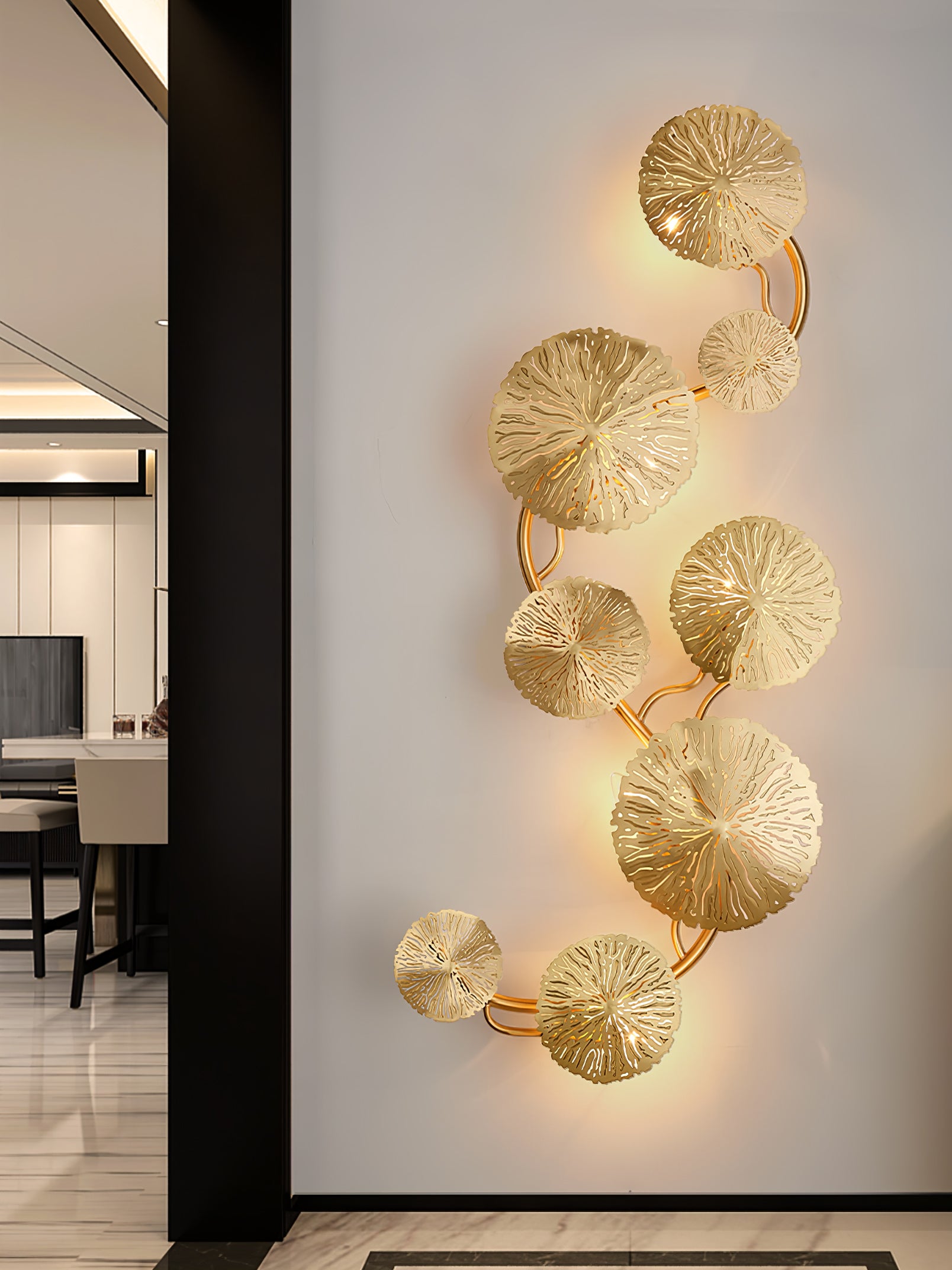 Lotus Leaf Wall Sconce Light Fixture - Modern Boho Leaf Shaped Wall Lamp for Living Room, Bedroom, or Hallway - Perfect for Home Decor and Ambient Lighting
