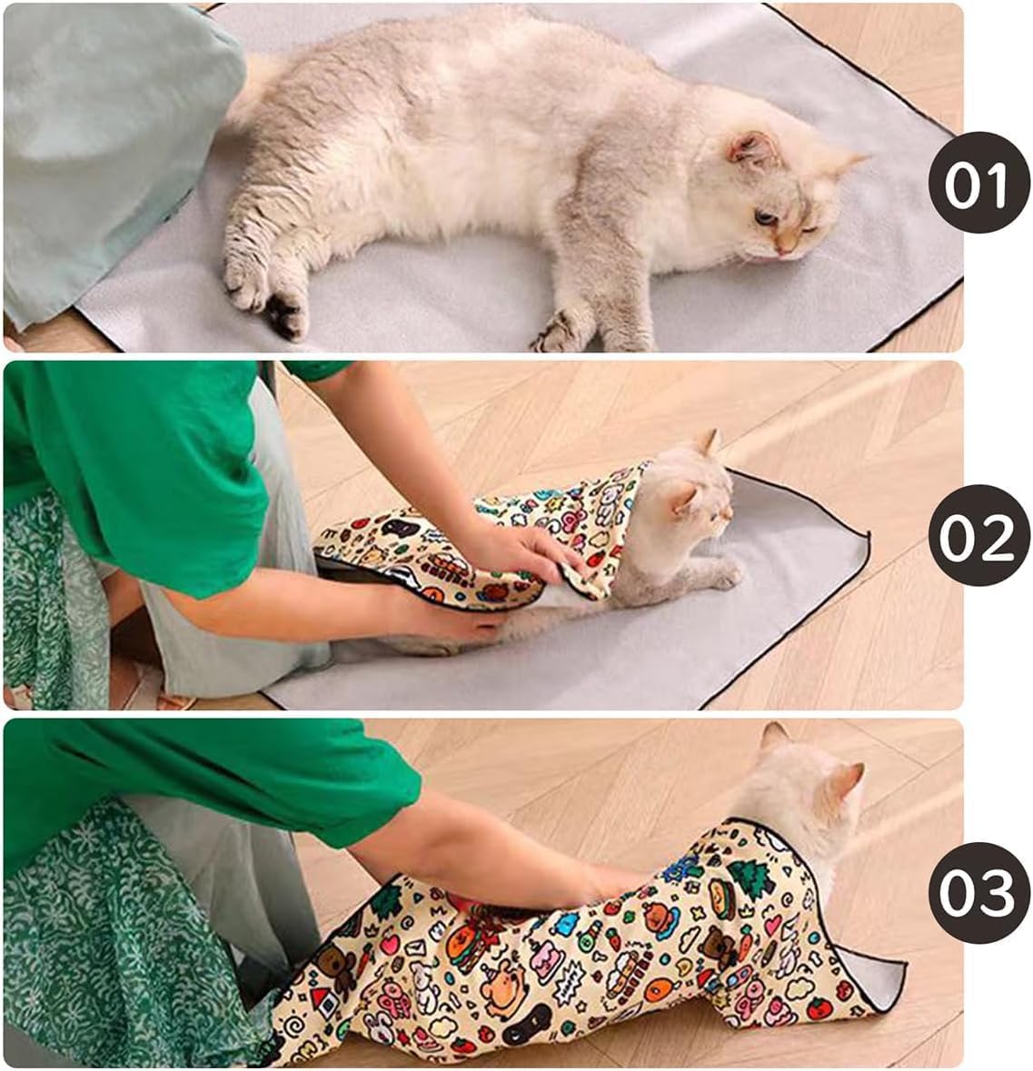 Adjustable Cat Grooming Wrap - Anti-Scratch Pet Grooming Bag for Nail Trimming, Ear Cleaning & Teeth Brushing | Perfect for Anxious Cats During Vet Visits & Home Grooming Sessions