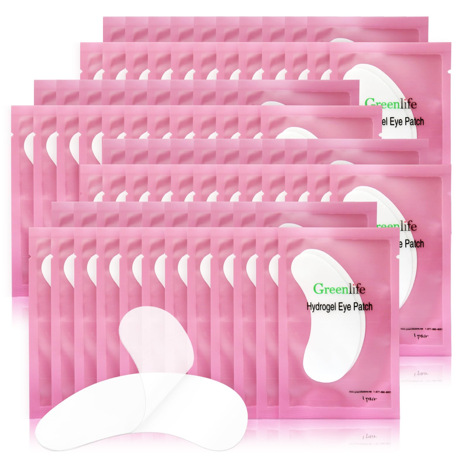 GreenLife 100% Natural Eyelash Extension Under Eye Gel Pads - Collagen & Aloe Vera Hydrogel Eye Patches Kit (400 Pairs) for Eyelash Extensions, Spa & Salon Supplies - Perfect for Lash Artists & Beauty Professionals