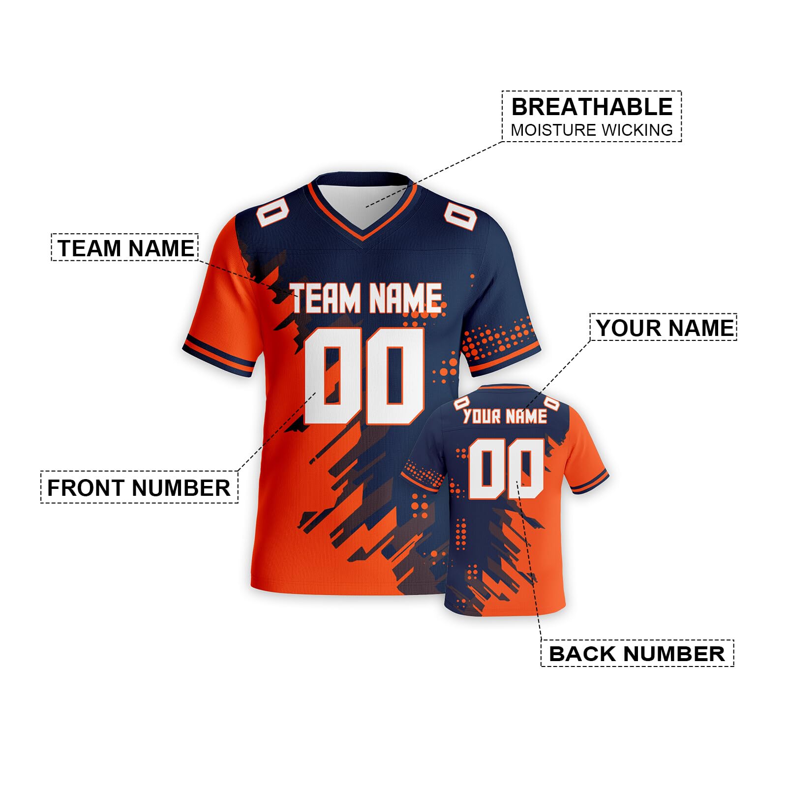 Custom Football Jersey Personalized with Team Name & Number - Rugby Shirts for Men, Women, Youth & Kids - Perfect for Team Sports, Gifts & Fan Apparel