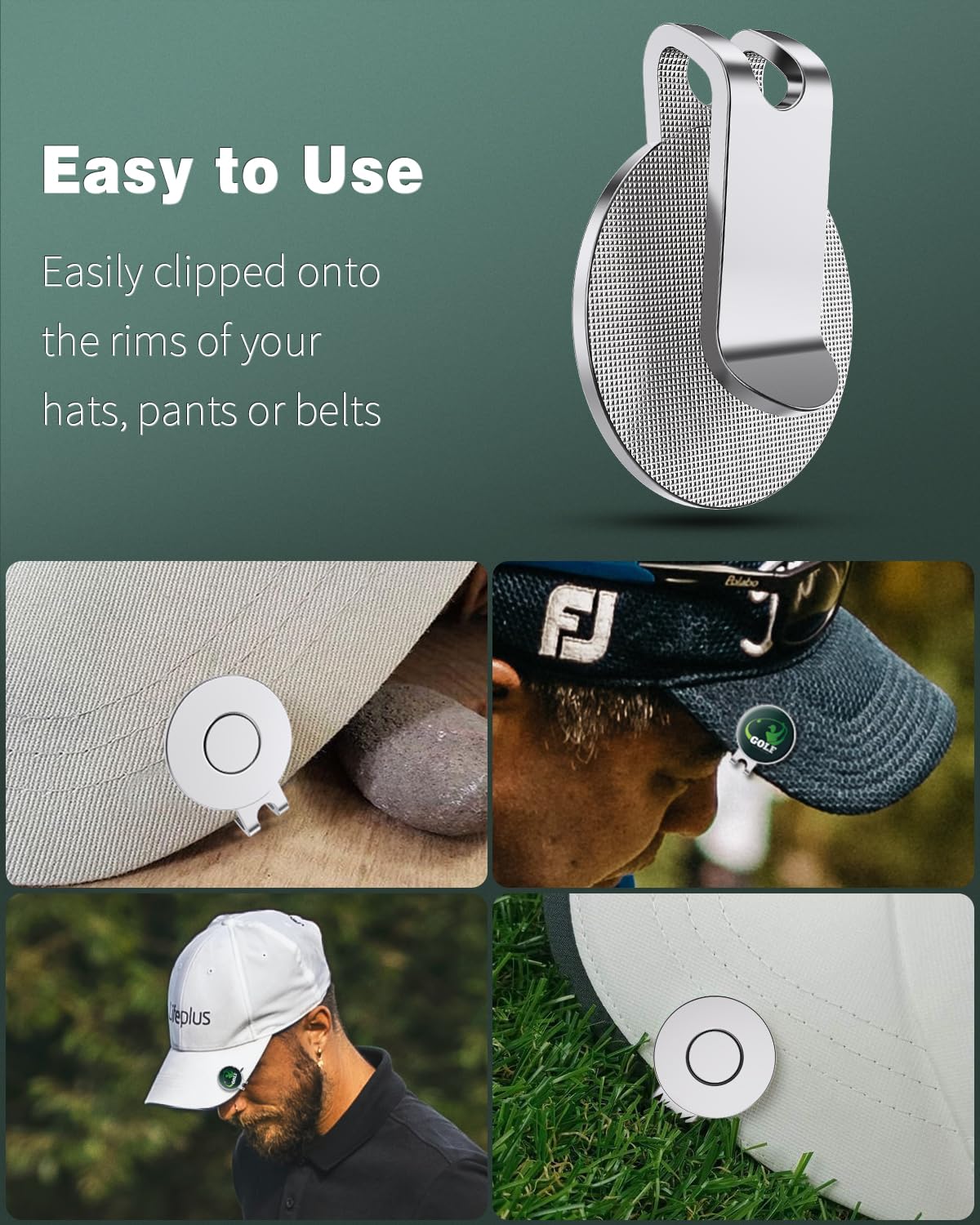 **Premium Magnetic Golf Ball Marker Holder - Nickel-Plated Alloy Clip for Hats, Caps, Visors, Belts & Bags | Secure & Stylish Golf Accessory (Ball Marker Not Included) | Perfect for Golfers, Tournaments & Practice**
