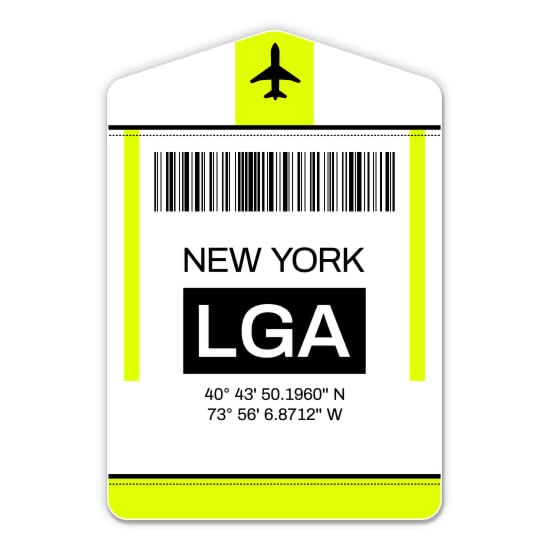 LGA New York Airport Code Vinyl Luggage Tag - Durable Travel Sticker for Suitcases, Cars, Laptops & Notebooks (5 Inch) - Perfect for Airports, Business Trips & Vacation Travel Accessories