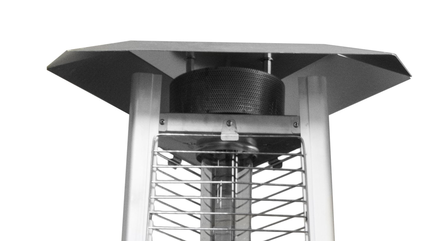 Commercial Glass Tube Propane Patio Heater with Wheels - Stainless Steel Outdoor Heater for Restaurants, Backyard, Deck & Garden Parties