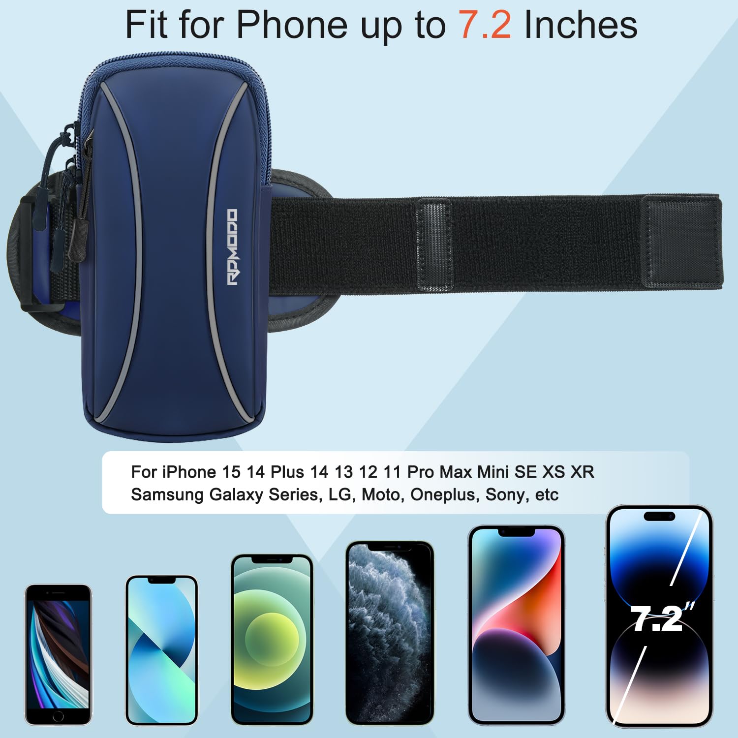 Running Armband Phone Holder with Crossbody Strap - Compatible with iPhone 15 14 13 Pro Max & Samsung Galaxy S24 S23 - Lightweight 2-Pocket Design for 7.2