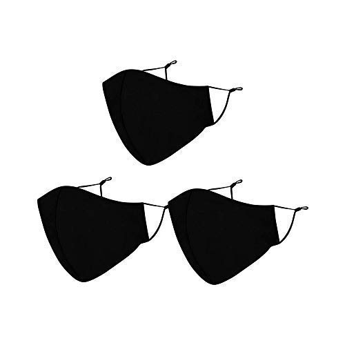3-Pack Reusable Washable Face Masks with Adjustable Ear Loops, Nose Wire & Filter Pocket - Breathable Comfort for Daily Use, Travel & Outdoor Activities