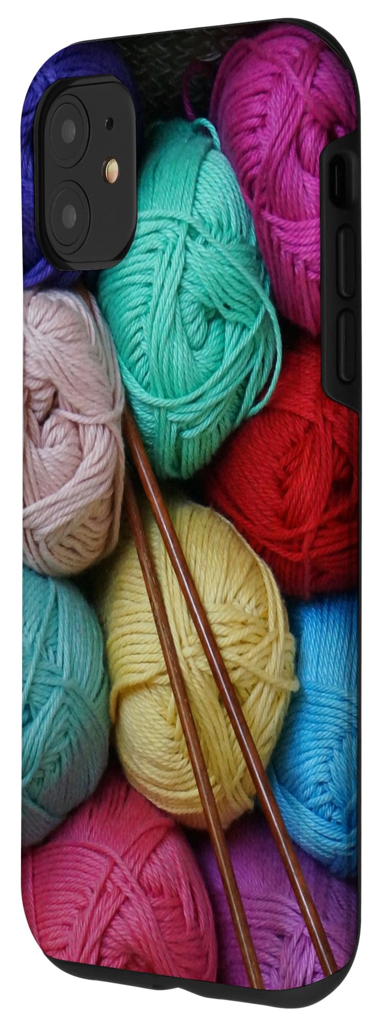 iPhone 11 Case with Knitting Needles - Colorful Yarn Crochet Phone Cover for Women - Perfect for Knitting Lovers & Craft Enthusiasts - Great Gift for Crocheters & DIY Handmade Projects