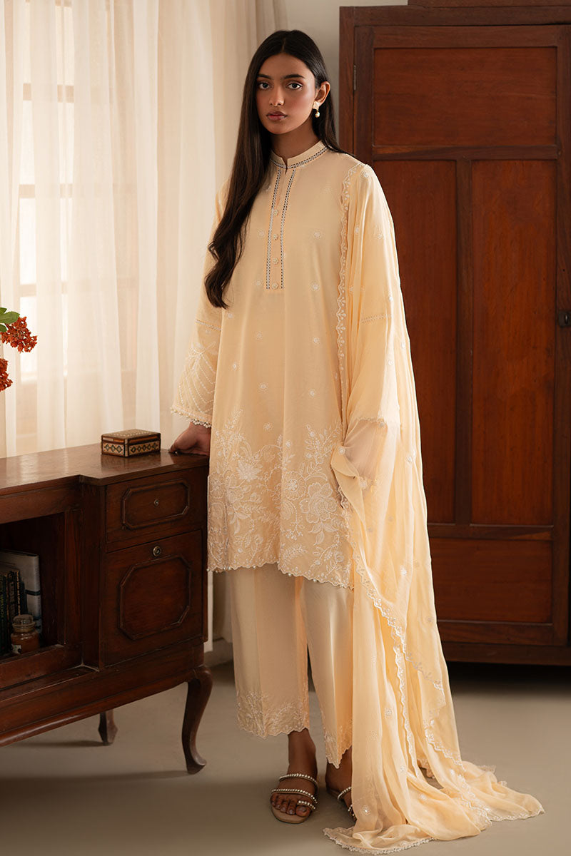 French Glow 3-Piece Embroidered Lawn Suit for Women - Elegant Summer Outfit for Parties, Weddings & Special Occasions