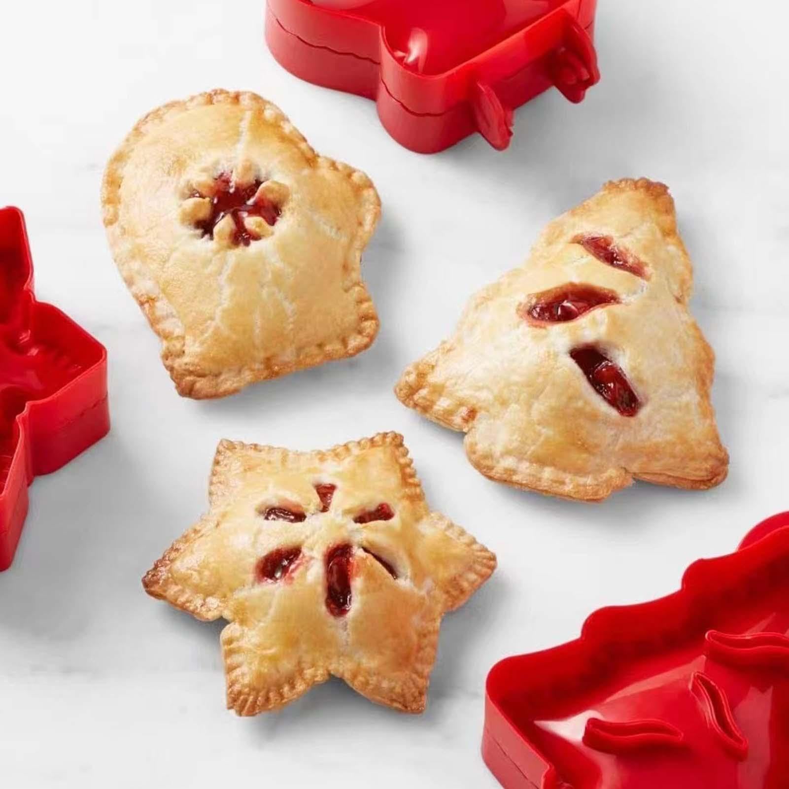 3Pcs Hand Pie Molds Set for Baking - Snowflake, Mitten & Christmas Tree Shaped Dough Press - Perfect for Fall, Halloween, Thanksgiving & Christmas Holiday Baking - Ideal for Making Homemade Pies, Pastries and Festive Desserts