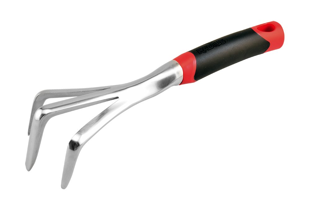 Radius Garden 15311 DIG Cultivator - Red Stainless Steel Hand Tool for Weeding, Aerating & Loosening Soil - Perfect for Home Gardening, Landscaping & Flower Beds