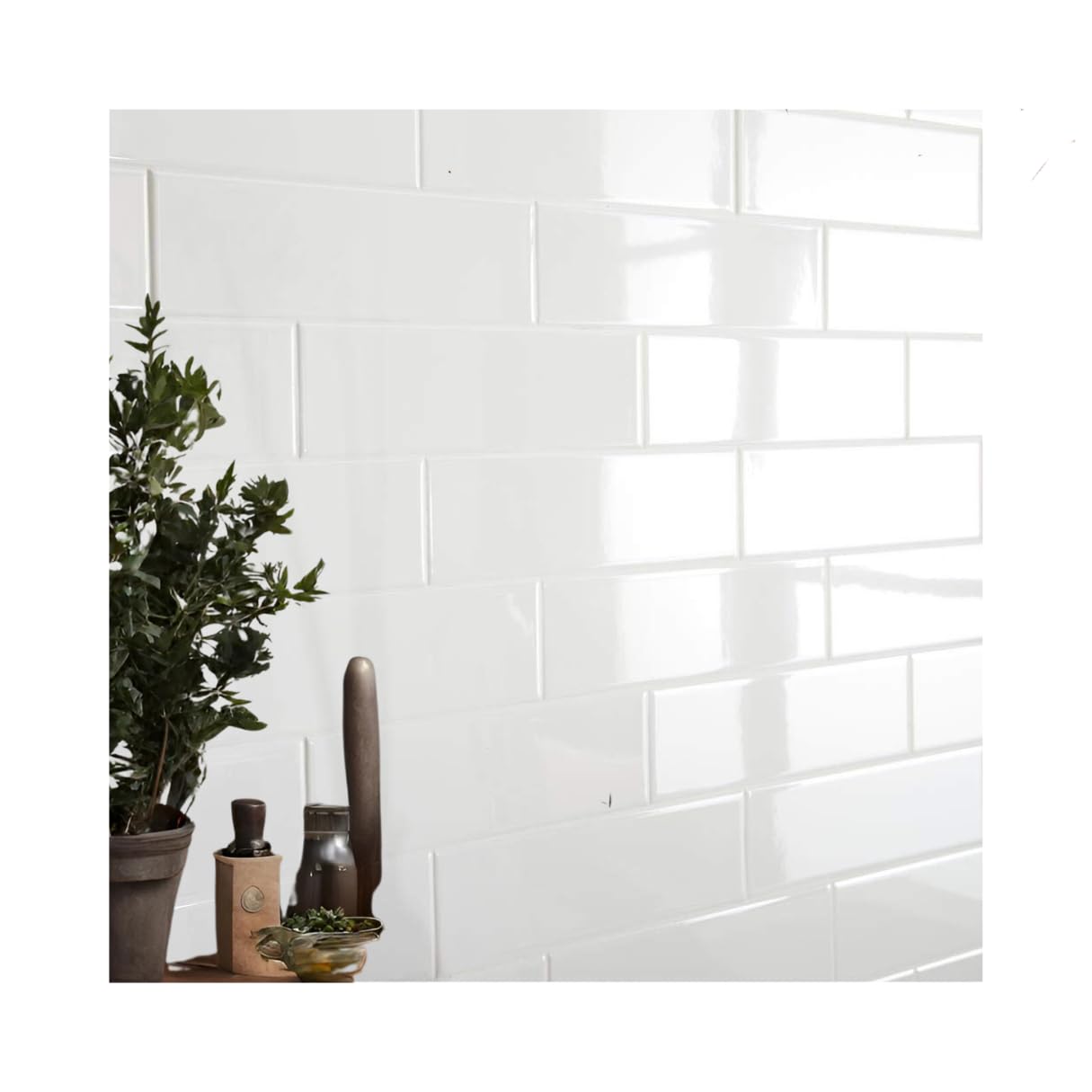 Glossy White 3x12 Inch Ceramic Subway Wall Tile - Kitchen Backsplash, Bathroom Shower, Accent Decor - Box of 50 Tiles (12.5 Sqft) - Perfect for Modern Farmhouse, Coastal, and Minimalist Home Renovations