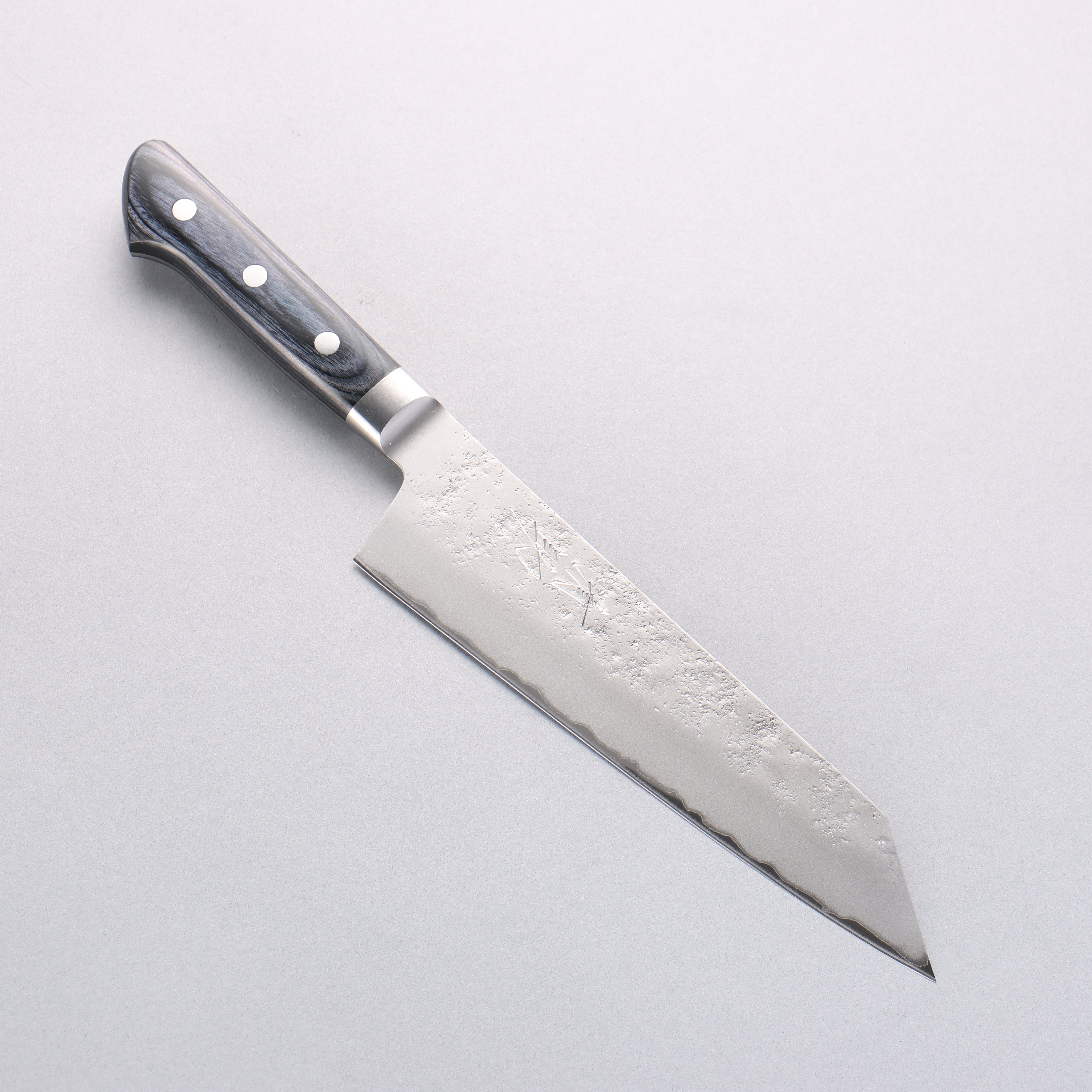 Premium Seisuke Blue Steel No.2 Nashiji Japanese Kiritsuke Santoku & Petty Knife Set - Navy Blue Pakkawood Handle - Professional Chef Knives for Sushi, Meat Cutting & Vegetable Preparation