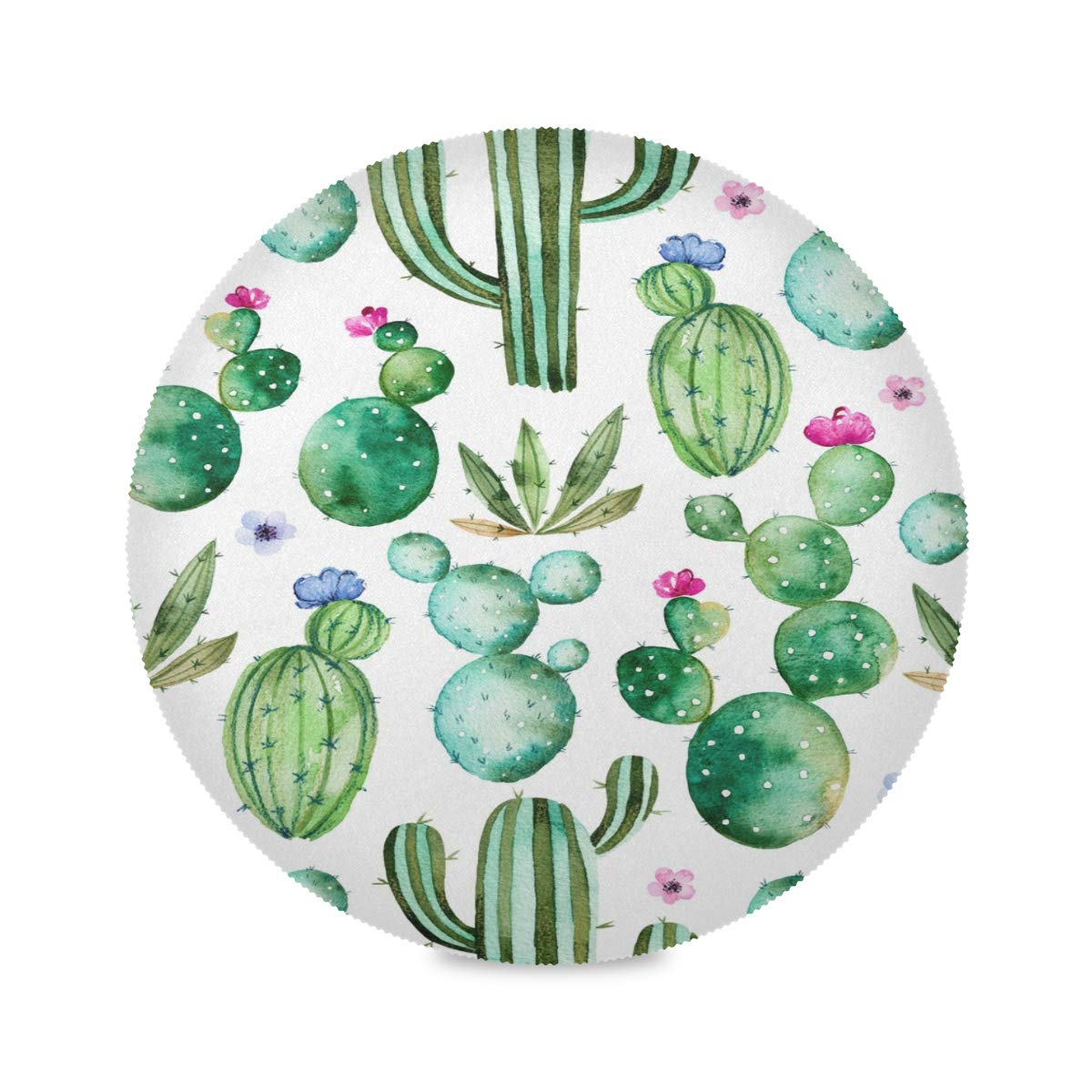 Blueangle Watercolor Cactus Round Placemats Set of 6 - Washable & Durable Table Mats for Dining Room, Kitchen Decor - Perfect for Dinner Parties, Home Decor & Gift Giving