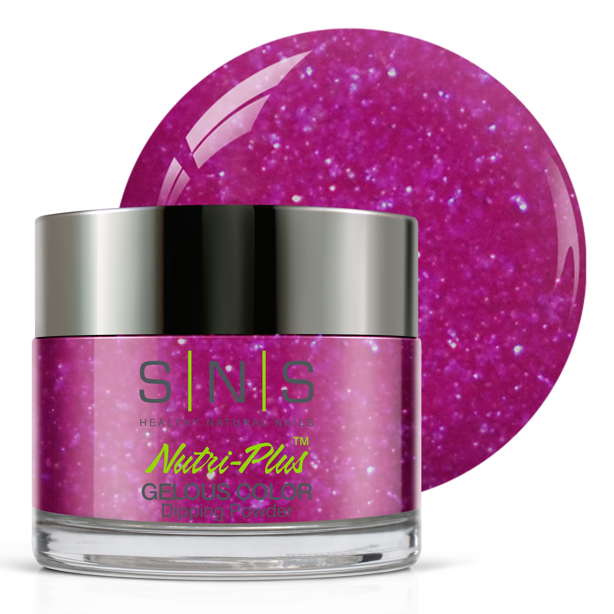 SNS Nail Dip Powder - Gelous Dipping Powder in Puddin' (Purple/Magenta Shimmer) - Long-Lasting 14-Day Nail Color - Low Odor, No UV Lamp Needed - 1 oz - Perfect for Salon, Home Manicures & Special Occasions