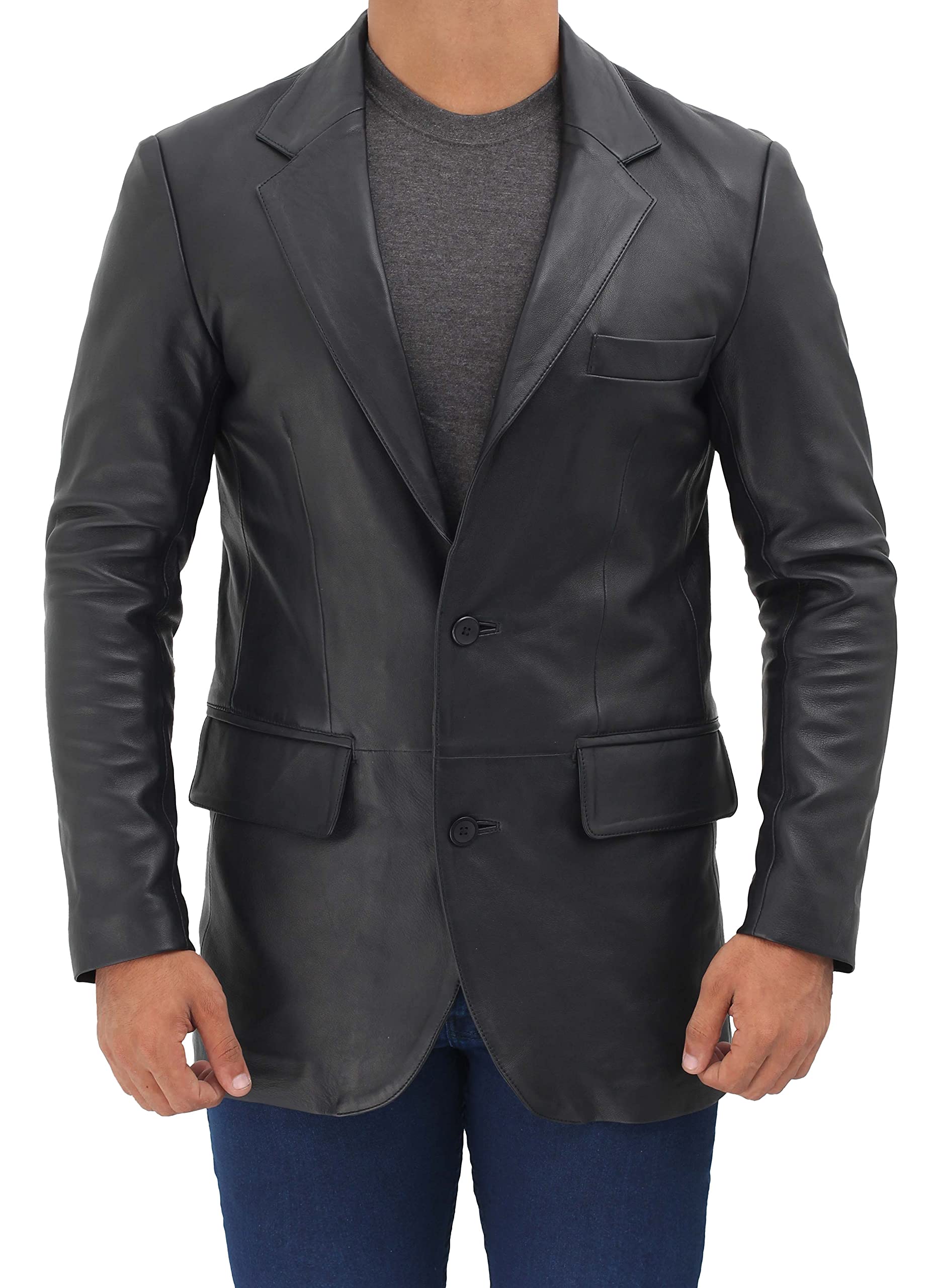 Premium Men's Real Lambskin Leather Blazer Jacket - Lightweight Business Casual Formal Coat for Office, Dating & Special Occasions | Stylish Outerwear for Work, Parties & Evening Events