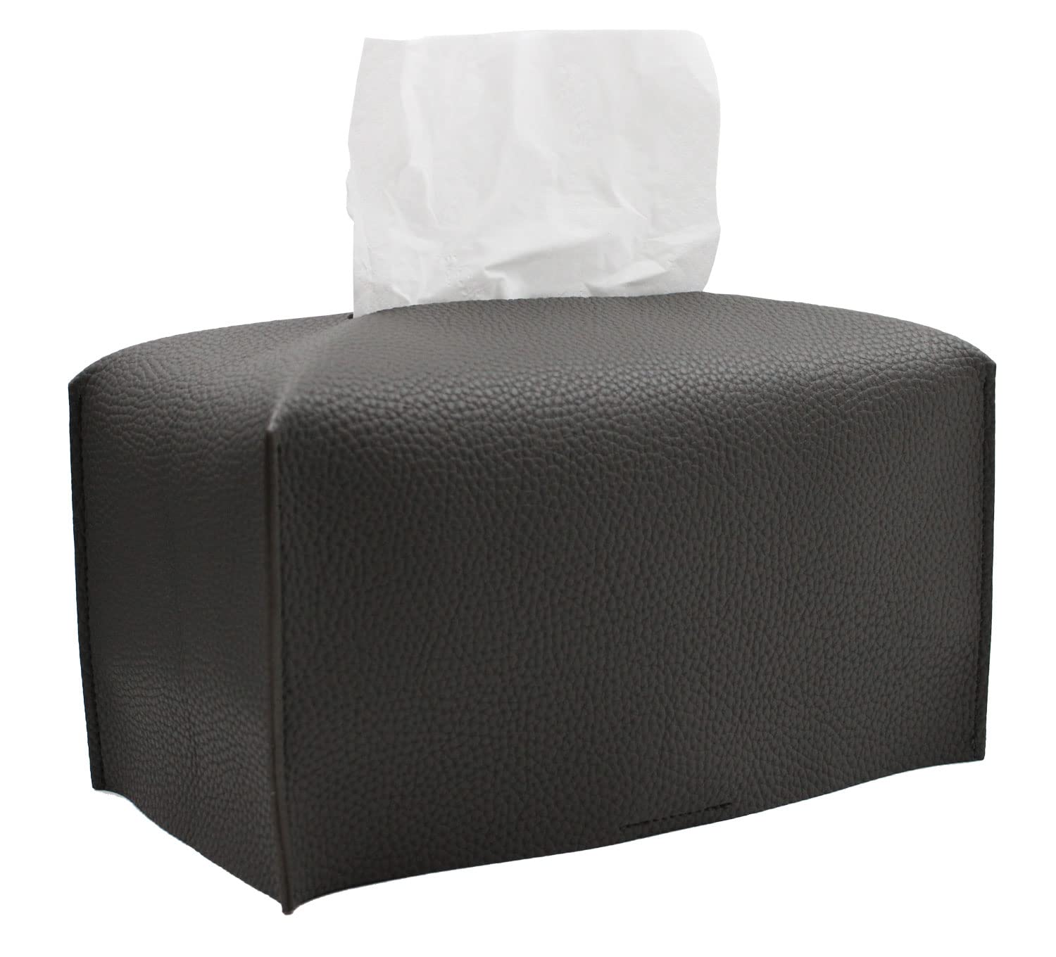 Modern PU Leather Tissue Box Cover - Rectangular Decorative Organizer Holder for Vanity, Nightstand, Living Room, Office & Car (9.5