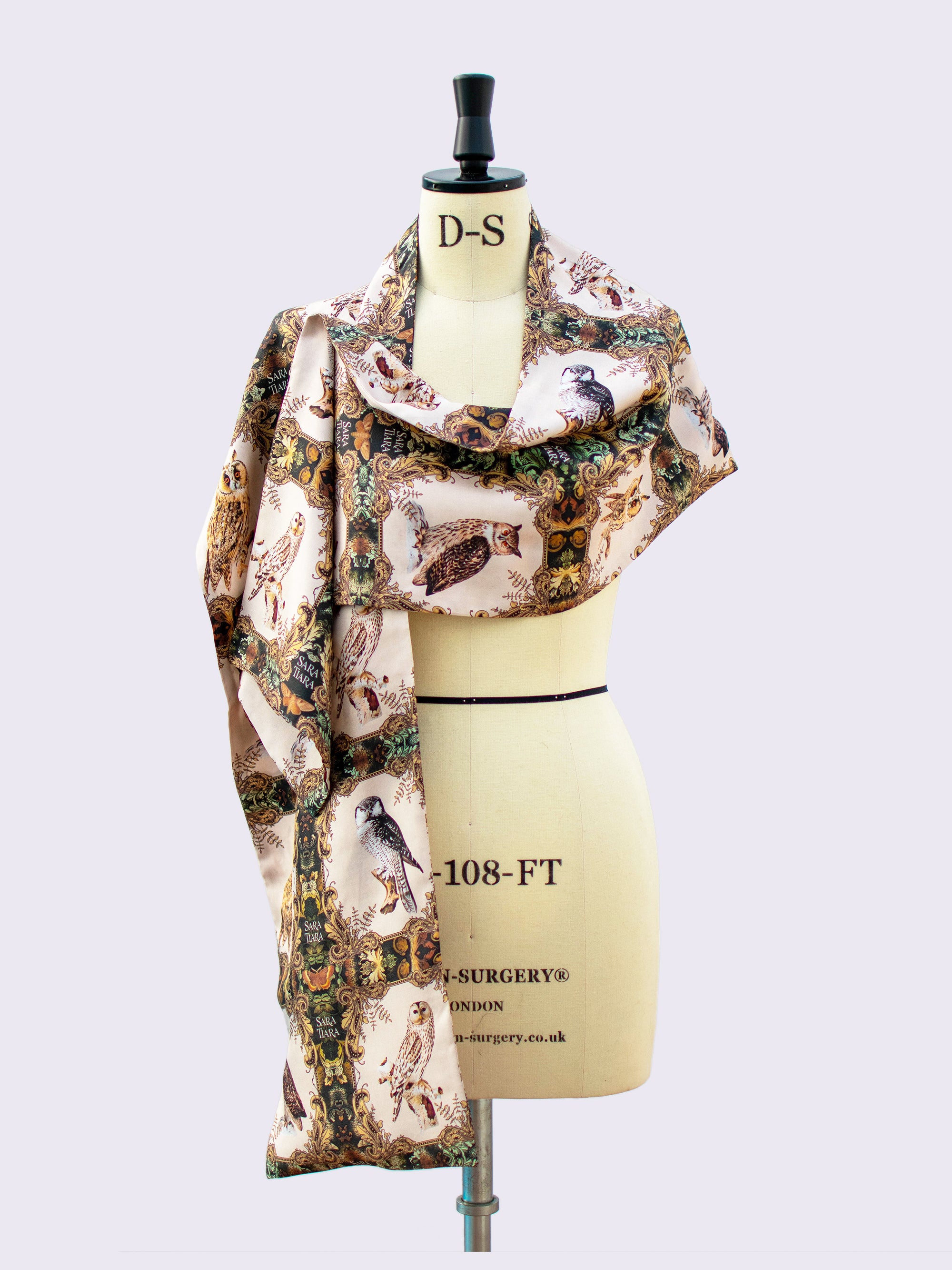 Stylish Silk Maxi Scarf with Owl Print - Elegant Fashion Accessory for Women, Perfect for Parties, Weddings & Everyday Wear