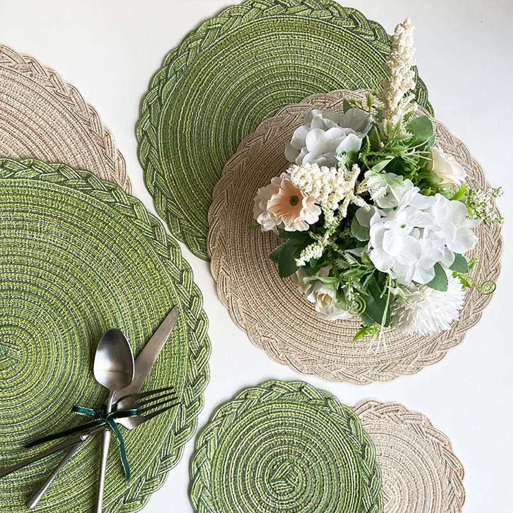 Arkansas Braided Rim Placemat Set of 4 - Elegant Table Decor for Dining Room, Kitchen, and Party Settings