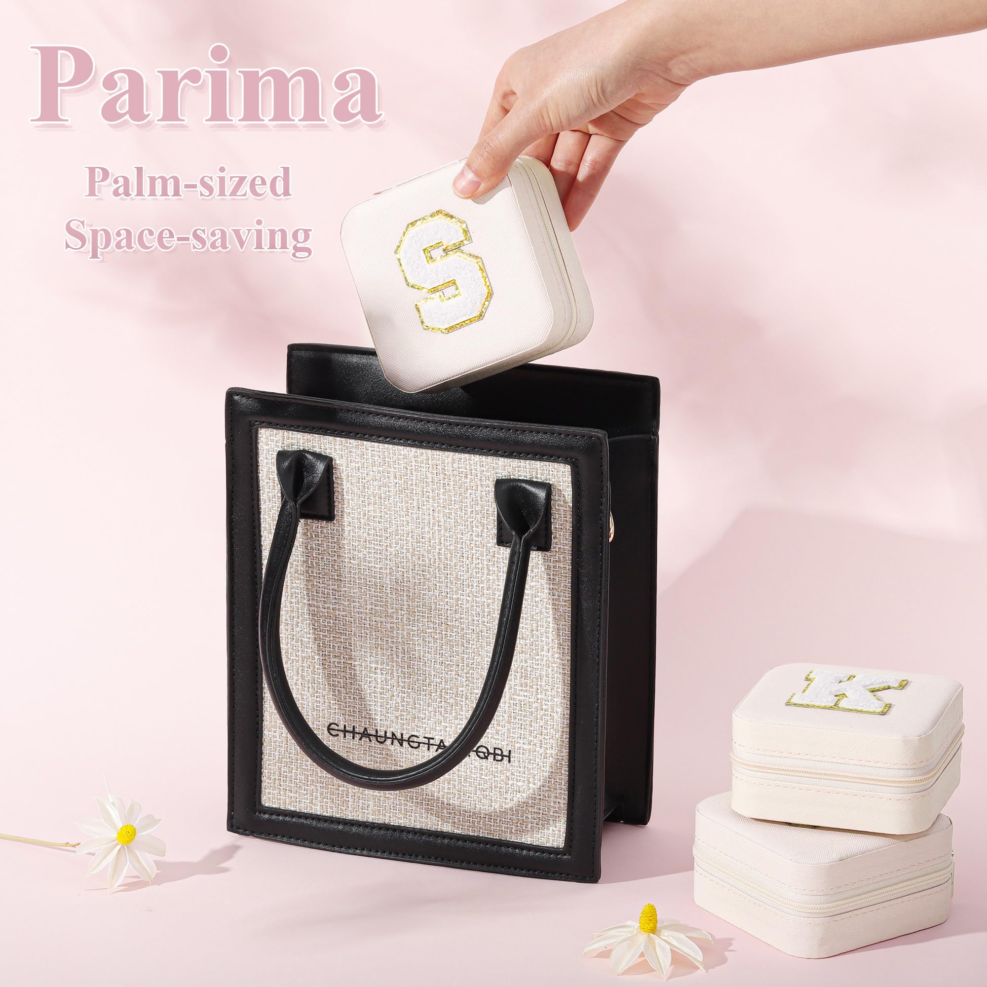 Trendy Personalized Travel Jewelry Case with Initial - Pink Jewelry Organizer Box for Women & Teens | Christmas, Birthday Gift Idea | Perfect for Travel, Home Storage & Special Occasions