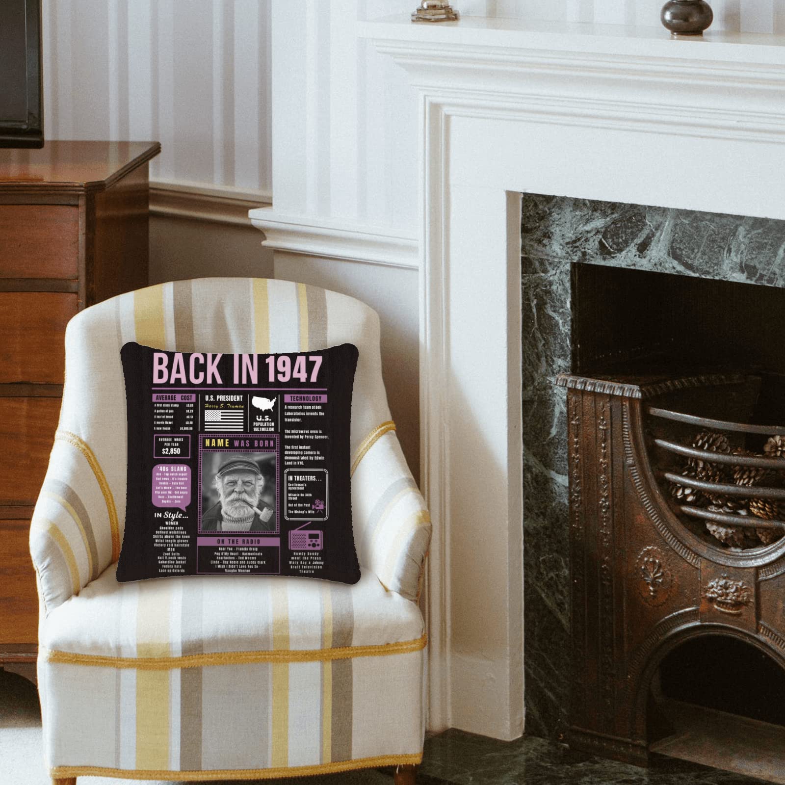 77th Birthday Gifts for Women & Men - Purple 1947 Custom Throw Pillow with Sofa Design | Super Soft Birthday Decor & Party Gift for Boys, Girls, Grandparents | Perfect for Home Decor, Anniversary Celebrations & Special Occasions