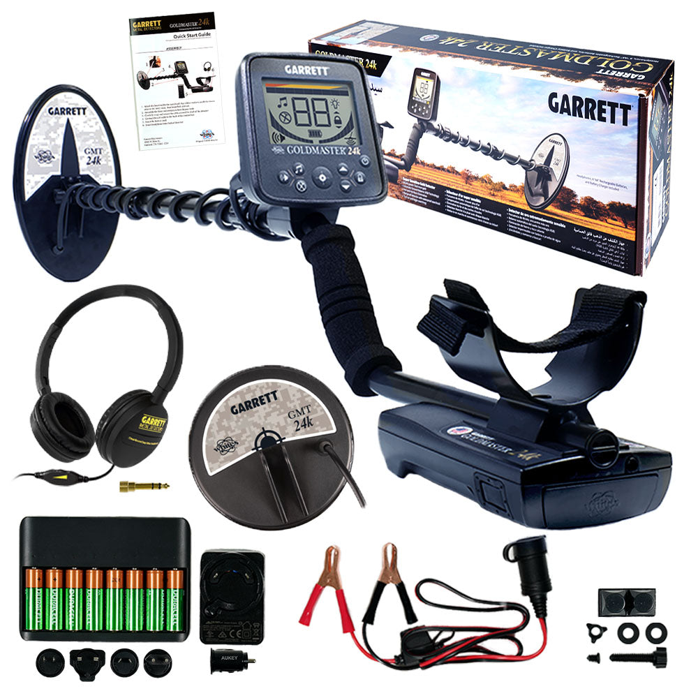 Garrett Goldmaster 24k Metal Detector with 6x10 DD Elliptical & 6 Round Concentric Coil - Professional Gold Prospecting & Treasure Hunting Equipment for Beach, Field & Outdoor Adventures