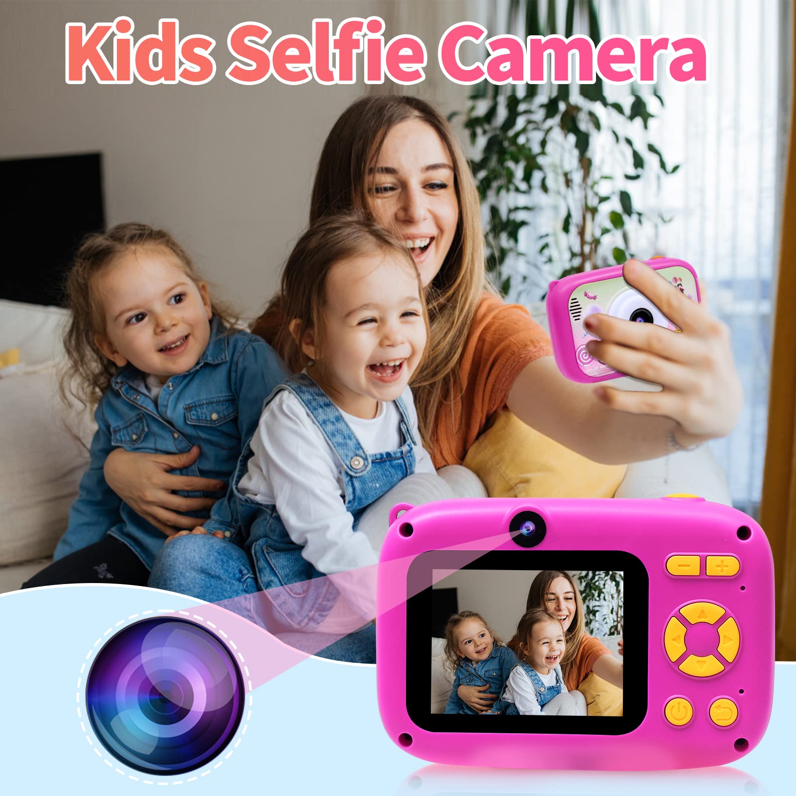 **40MP Kids Digital Camera with Time-Lapse & 1080P HD Video - Dual Selfie Camera for Girls & Boys Ages 3-12 - Includes 32GB SD Card & Reader - Perfect Christmas & Birthday Gift for Photography Fun, Travel & Family Moments**