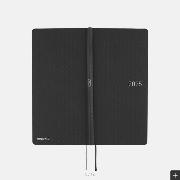 Hobonichi Techo 2025 Planner - Black Gingham Weeks Hardcover, Weekly Horizontal Layout, English Edition (January Start, Monday Start) | Perfect for Journaling, Productivity & Daily Planning