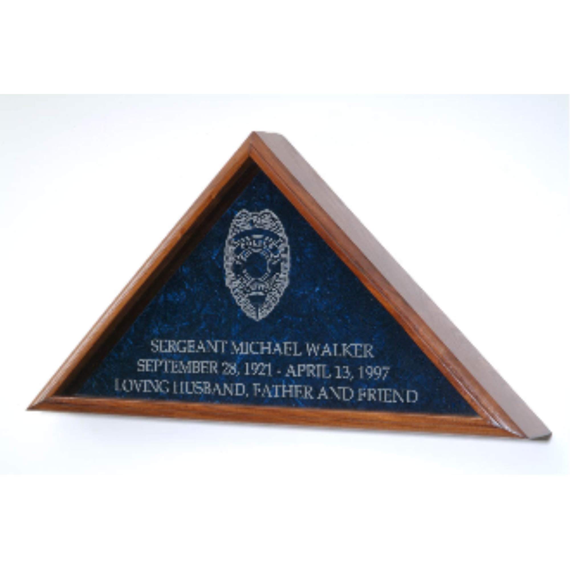 Premium Large Flag Display Case with Engraved Law Enforcement Emblem - Perfect for Honoring Police, Military & First Responders in Offices, Homes & Memorials