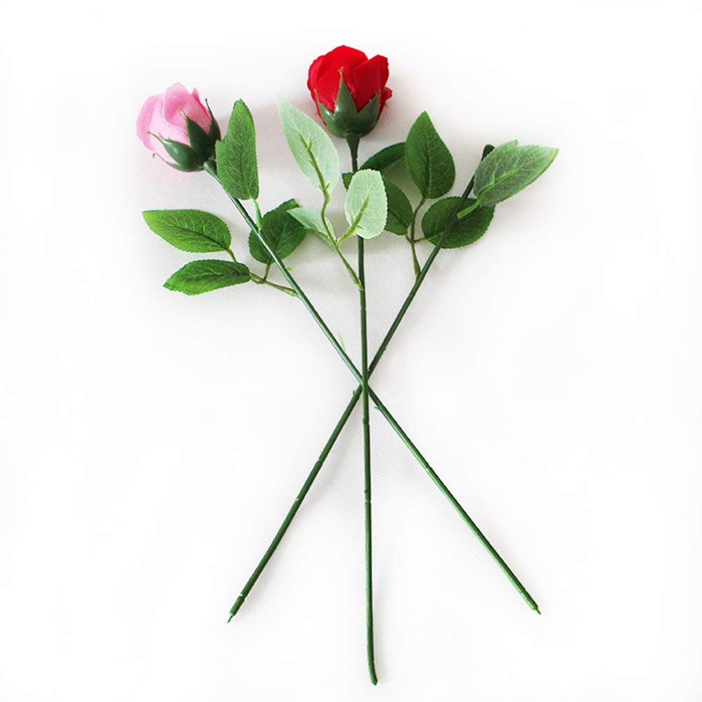 30PCS Artificial Rose Leaves with Floral Wire Stems - DIY Fake Plastic Floral Stems for Bouquet Making, Wedding Decor, Home Floral Arrangement, and Craft Projects