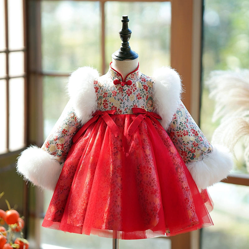 Adorable Embroidered Winter Puffy Dress for Baby Girls - Toddler Princess Party Dress for Birthday & Christmas | Perfect for Holiday Photos, Special Occasions & Winter Celebrations