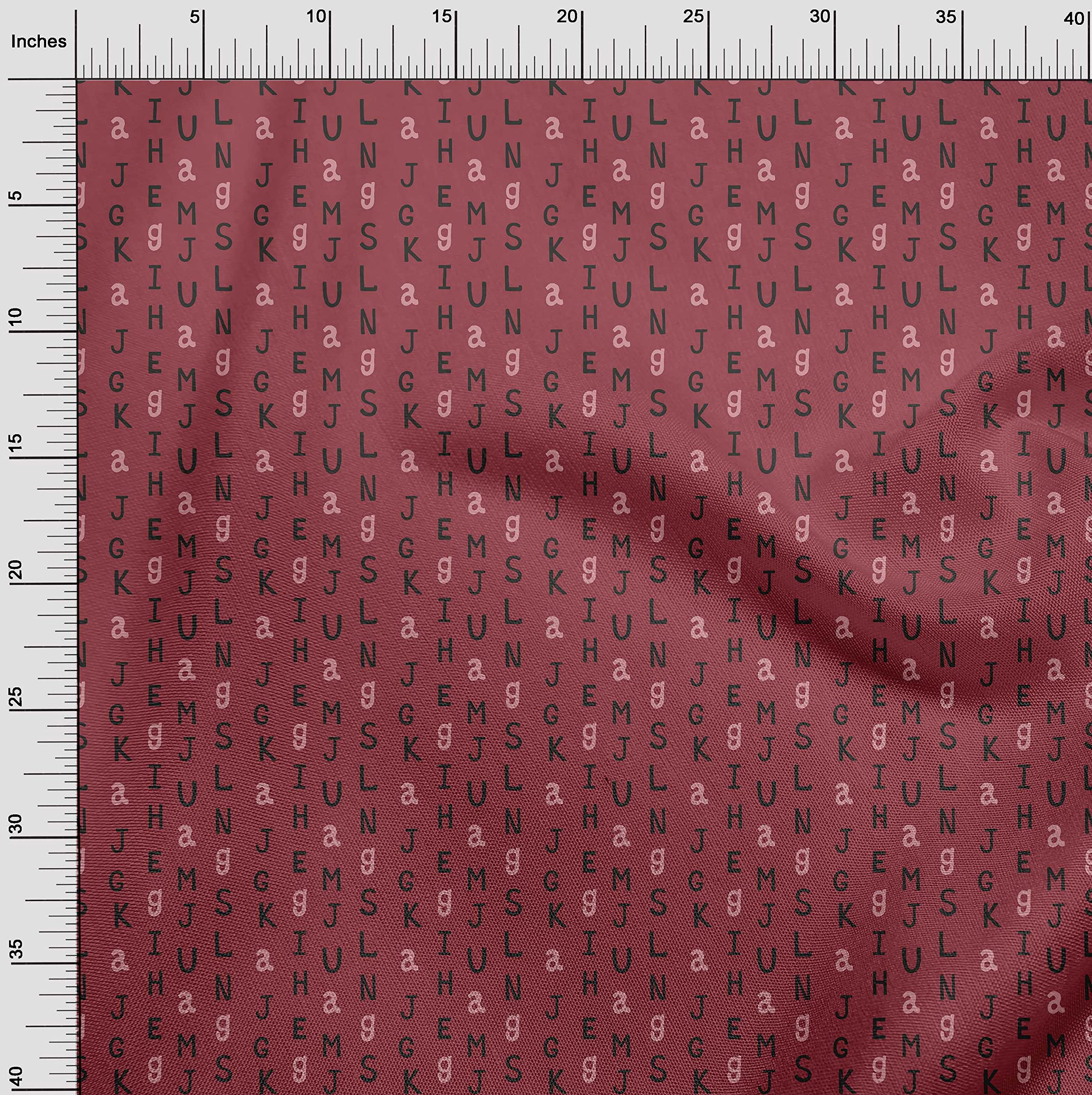 oneOone Velvet Red Fabric Alphabet Print DIY Sewing Material - 58 Inch Wide for Clothing, Quilting & Home Decor Projects | Soft, Durable & Easy to Sew