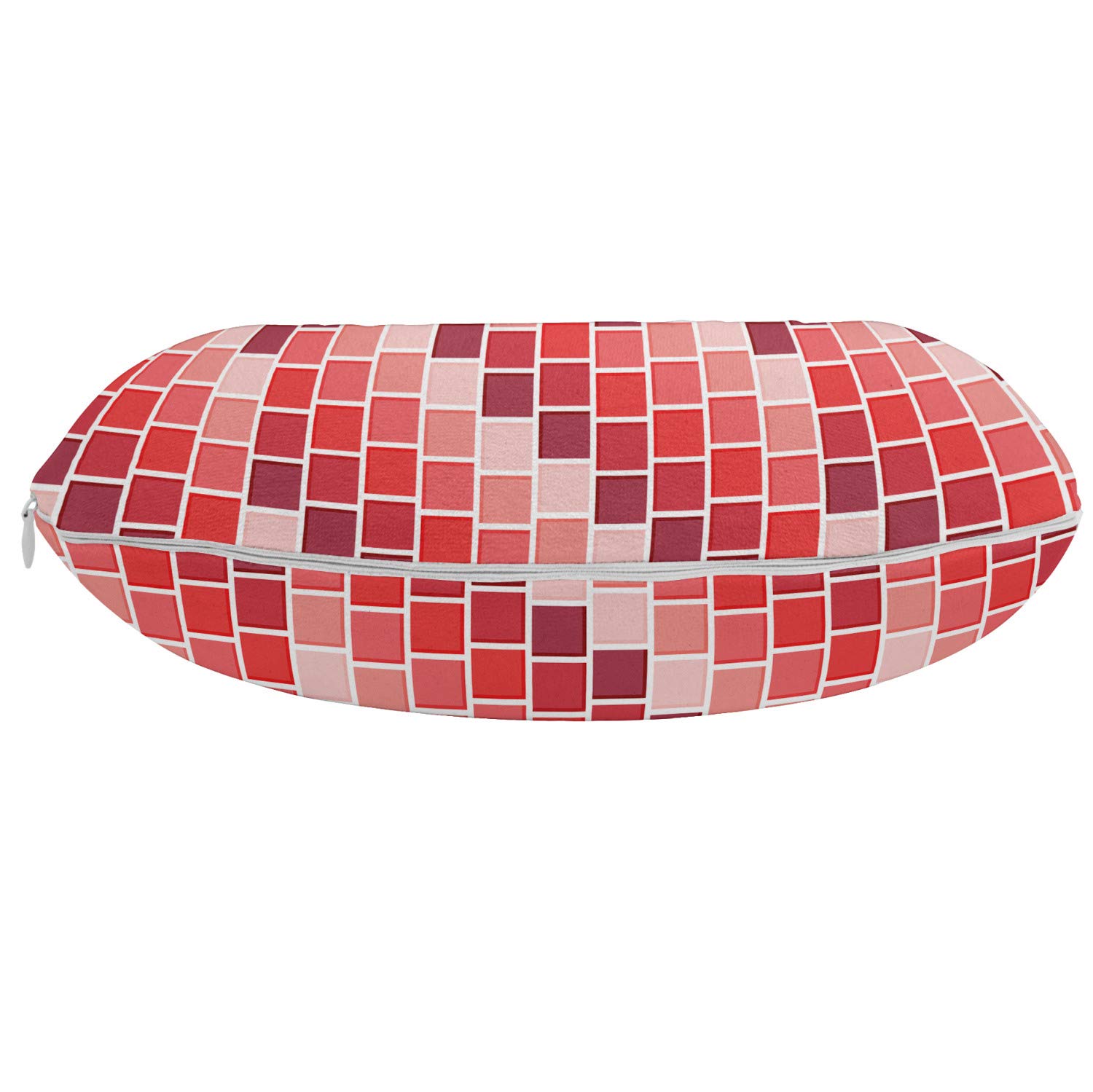 Ambesonne Geometric Travel Pillow - Memory Foam Neck Support for Airplane & Car - 12 Inch Coral Rose Design - Perfect for Long Flights, Road Trips & Office Naps