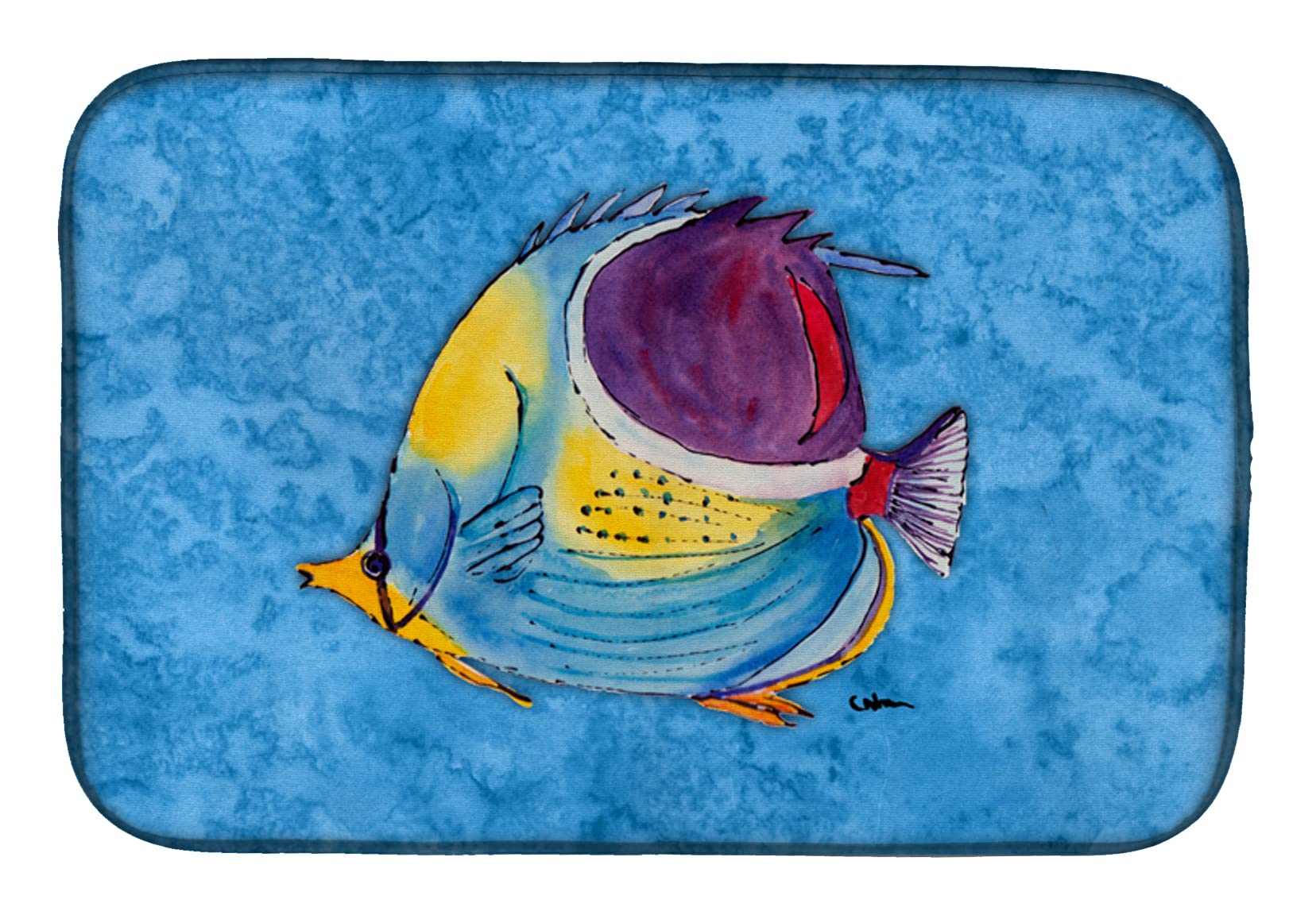 Caroline's Treasures Tropical Fish Dish Drying Mat - Absorbent Kitchen Counter Mat for Dishes, 14x21 Inch Colorful Drainer Pad | Perfect for Kitchen Countertops, Sink Areas & Drying Dishes Safely