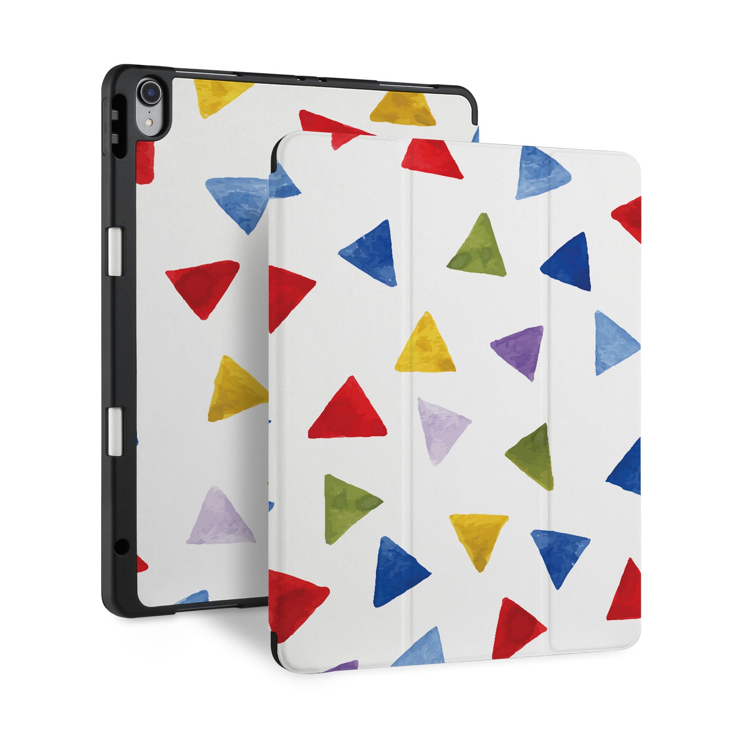 Premium iPad Trifold Case with Stylish Geometry Pattern - Slim Protective Cover for iPad Air/Pro, Perfect for Work, Travel & School Use