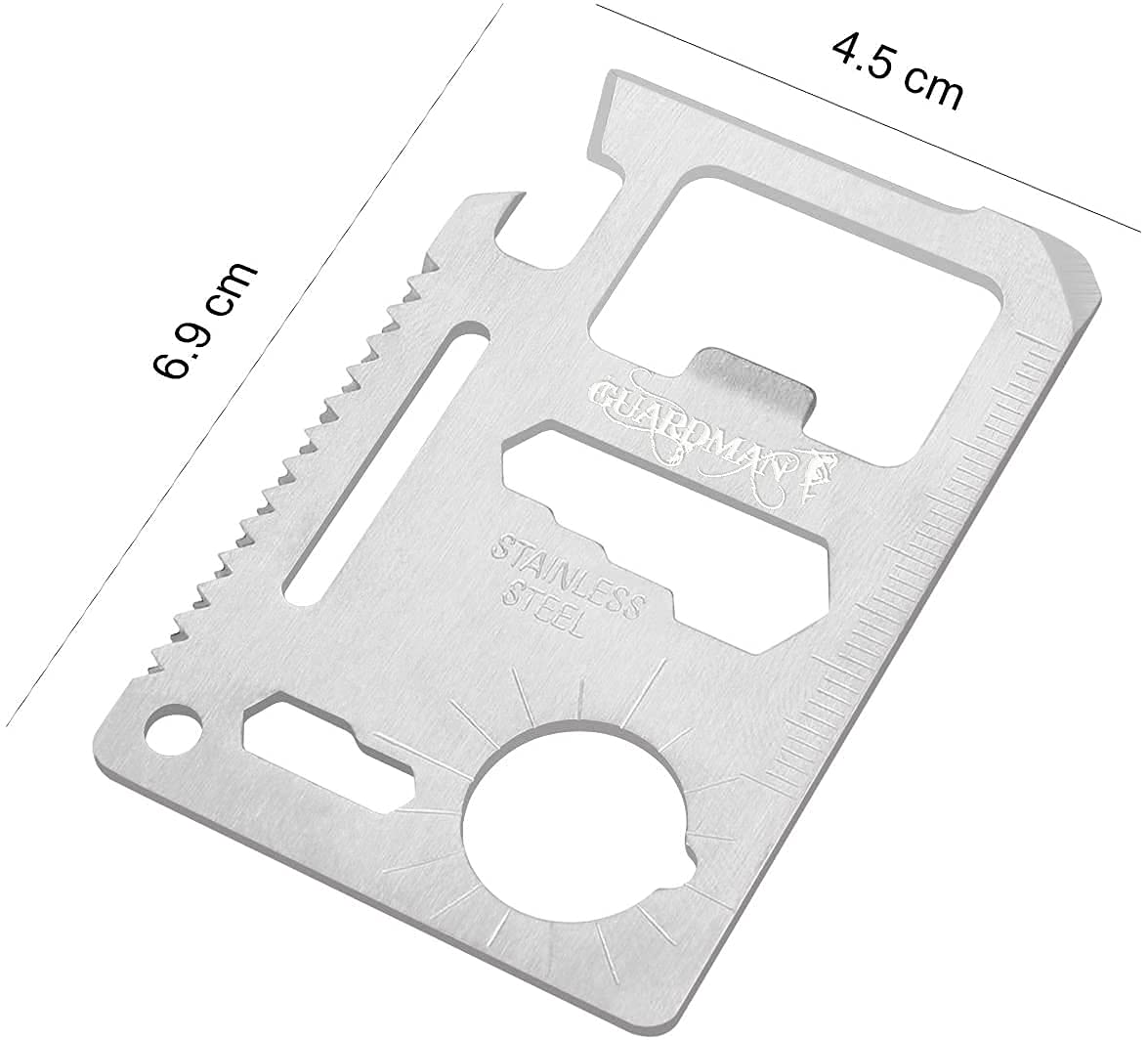 GUARDMAN 11-in-1 Survival Credit Card Multitool Set (2 Pack) - Tactical Wallet Tool with Bottle Opener, Knife & 9 Functions - Perfect Father's Day, Birthday Gift for Men - Ideal for Camping, Hiking & Emergency Preparedness