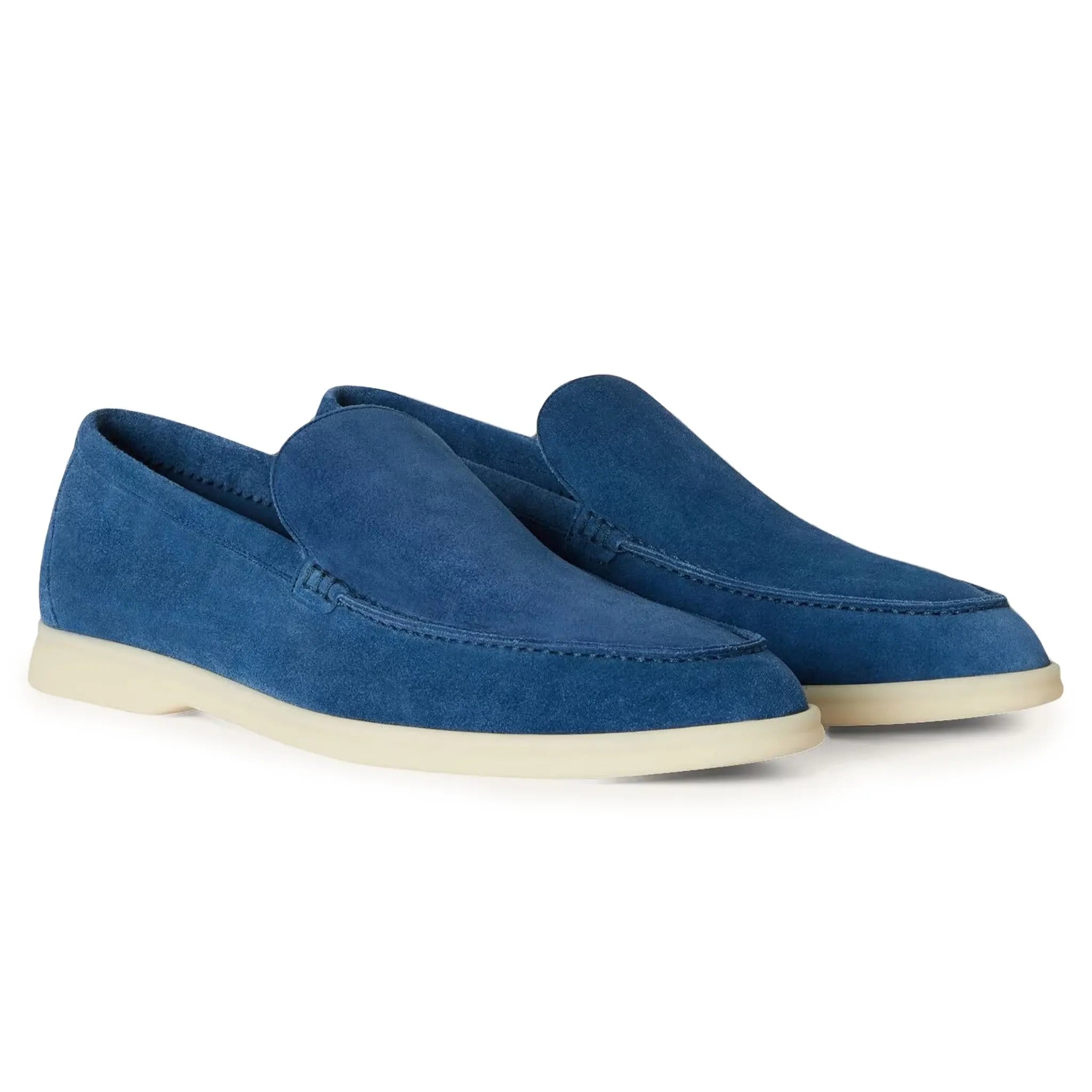 Loro Piana Men's Summer Walk Suede Loafers in Cobalt Ink - Comfortable Slip-On Shoes for Business Casual & Summer Outings