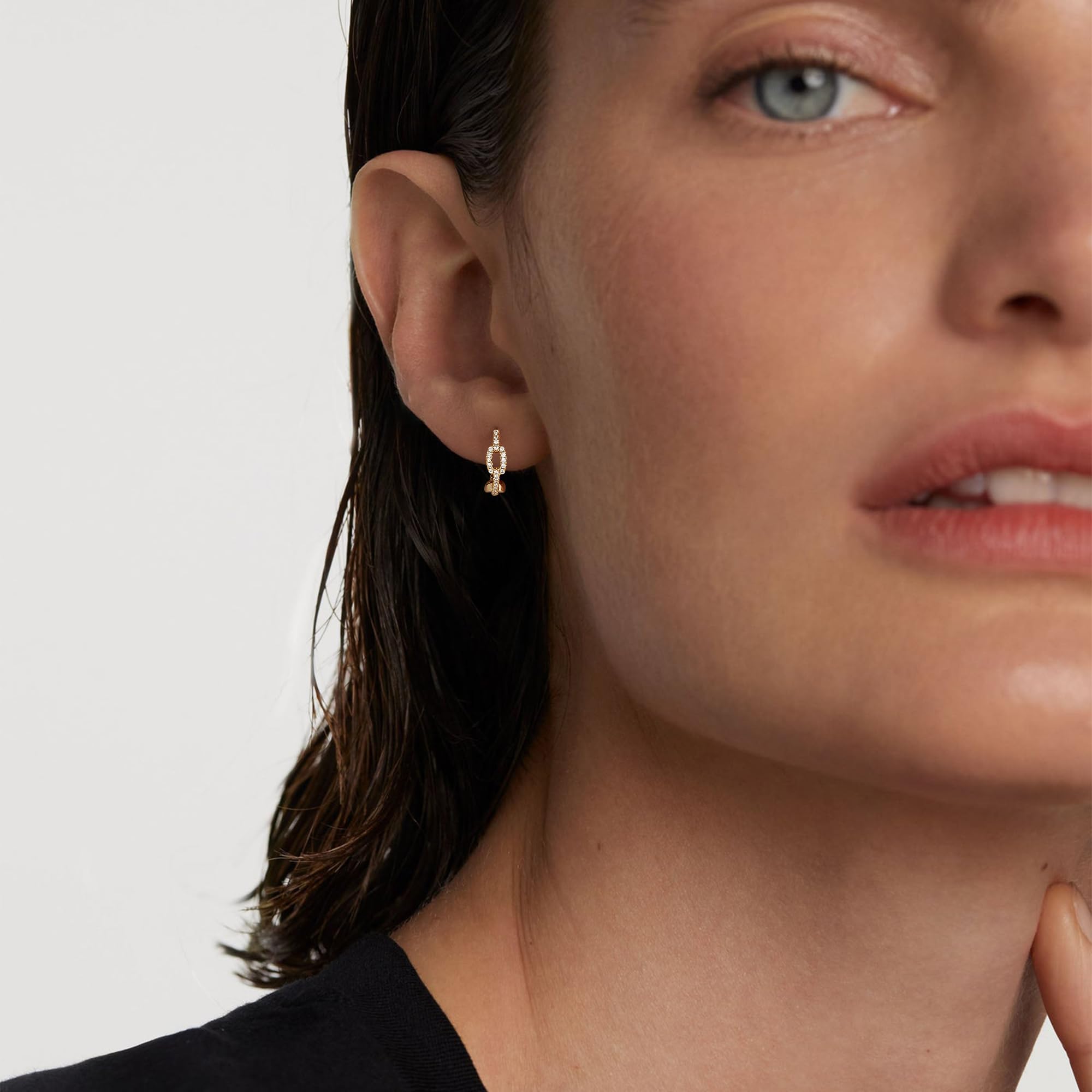 14K Gold Plated Huggie Hoop Earrings for Women - Hypoallergenic Twisted Chain Hollow Out Earrings | Fashion Jewelry Gift for Birthday, Anniversary & Daily Wear