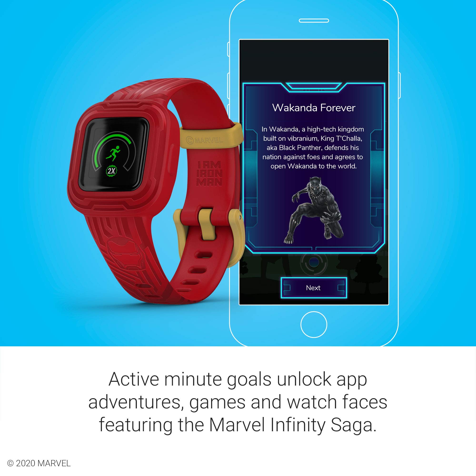 Garmin vivofit jr. 3 Kids Fitness Tracker - Waterproof Swim-Friendly Activity Watch with 1-Year Battery Life, Marvel Iron Man Design, Adjustable Band - Perfect for Swimming, School & Outdoor Adventures