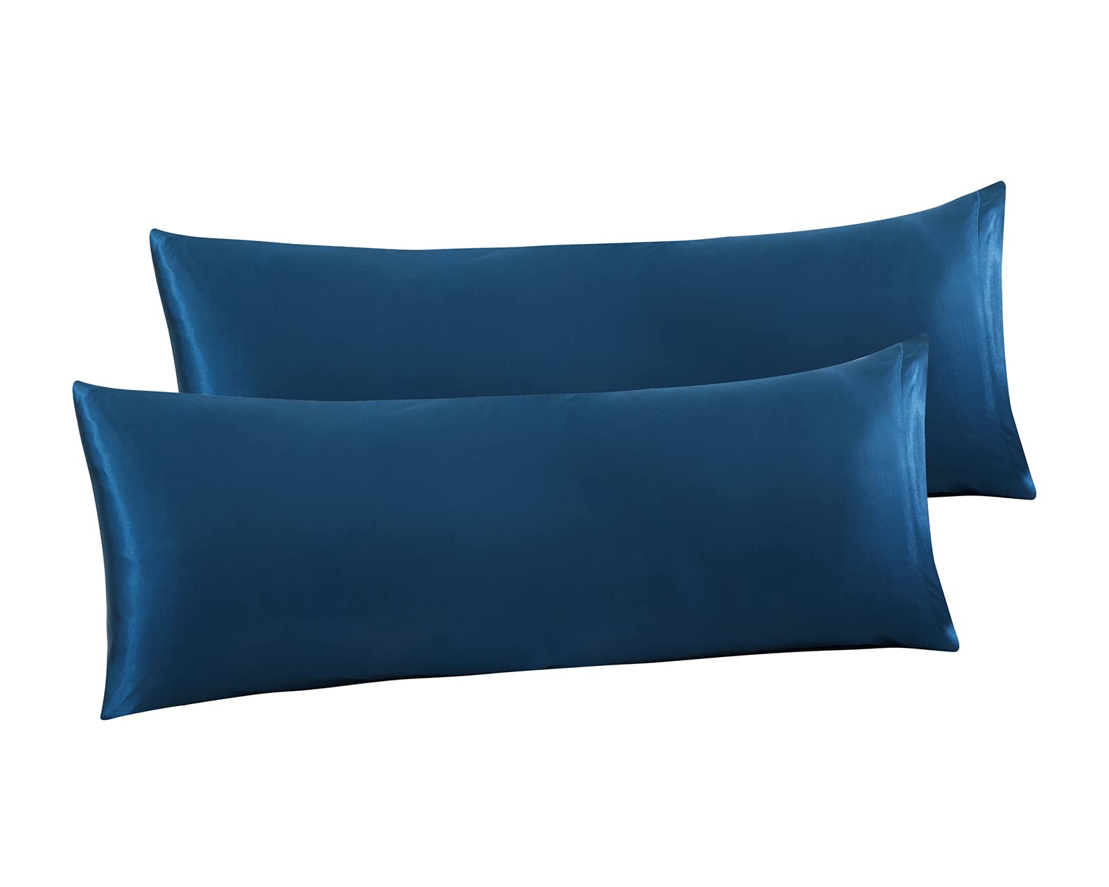 Ersmak 2-Pack Navy Blue Satin Body Pillow Covers 20x54 Inches - Ultra Soft Cooling Pillowcase for Hair & Skin Care, Silky Smooth Envelope Closure - Perfect for Bedroom, Travel & Home Decor