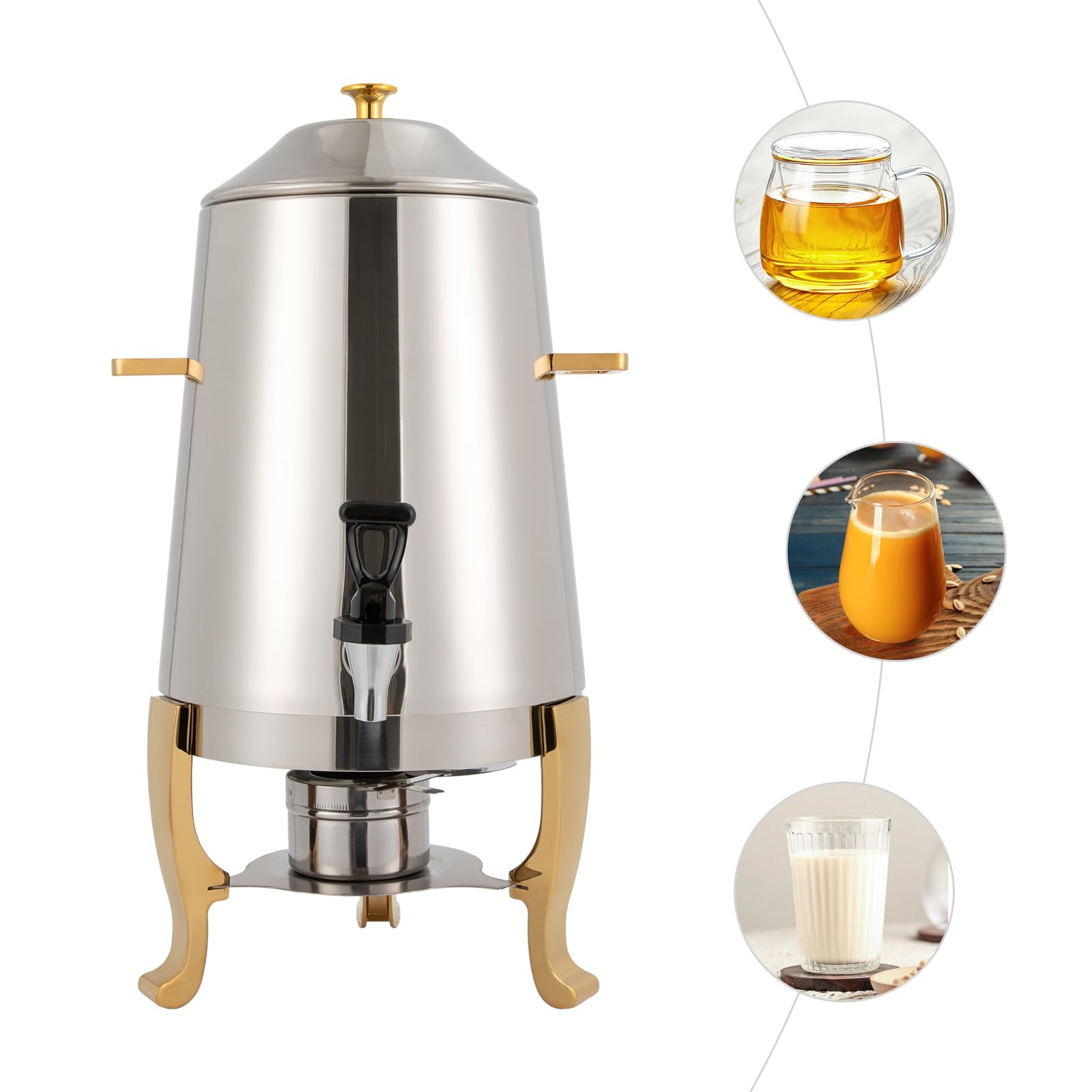 13L Stainless Steel Electric Hot Beverage Dispenser with Spigot - Commercial Coffee Urn for Hot Tea, Coffee, Cold Milk, Juice & Water - Perfect for Parties, Events, Catering & Office Use (Gold)
