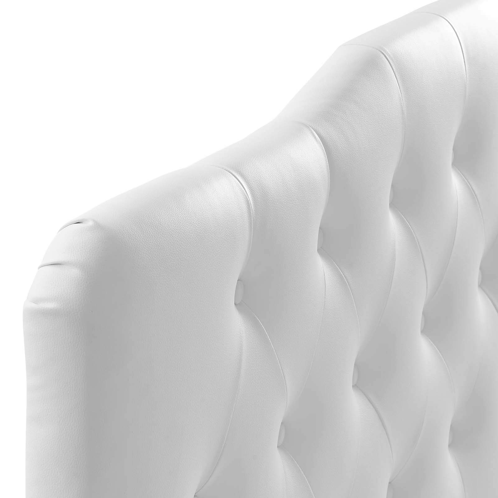 Modway Annabel Tufted Button Faux Leather Upholstered Queen Headboard in White - Elegant Bedroom Decor for Modern Homes & Master Suites