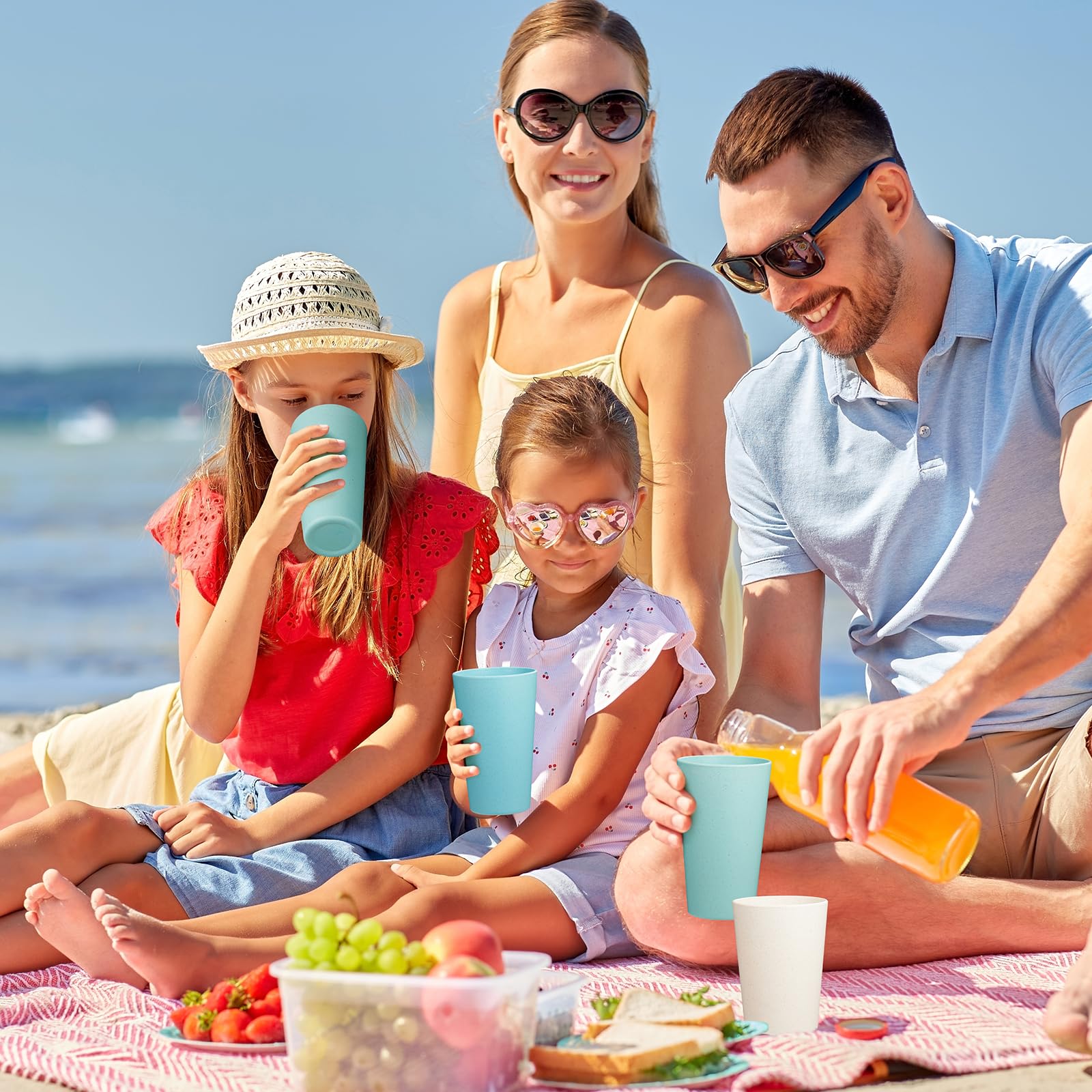 **8-Pack Wheat Straw Cups - 20oz Unbreakable, Chip-Resistant, BPA-Free Reusable Tumblers for Water, Juice & Smoothies - Dishwasher & Microwave Safe - Perfect for Kitchen, Camping, Travel & Outdoor Activities**
