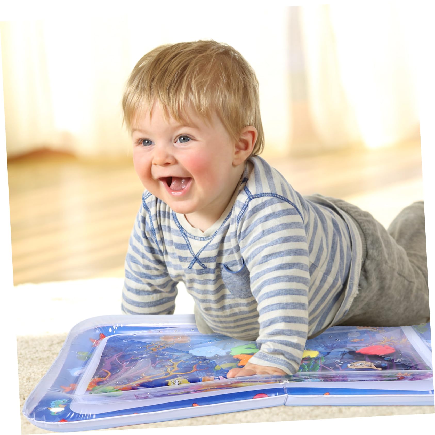 FAVOMOTO Inflatable Patting Pad Water Playmat - PVC Tummy Time Mat for Babies, Toddler Safe Inflatable Water Pad for Indoor & Outdoor Use, Perfect for Playtime, Sensory Development, and Relaxation