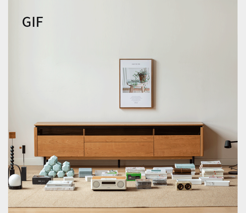 Modern Solid Cherry Wood TV Stand - Stylish & Simple Entertainment Center for Living Room, Bedroom, or Home Theater