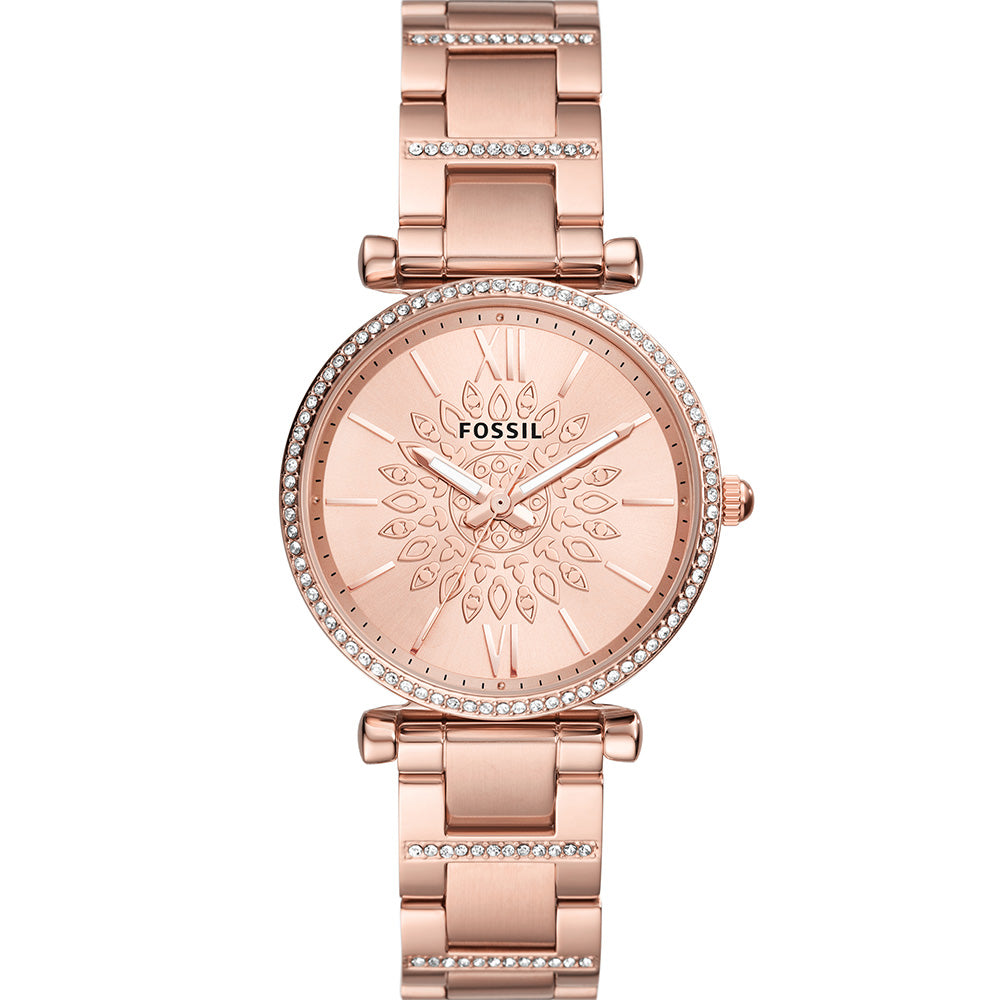 Fossil ES5317 Carlie Rose Gold-Tone Stainless Steel Women's Watch - Elegant & Stylish for Everyday Wear, Office & Special Occasions